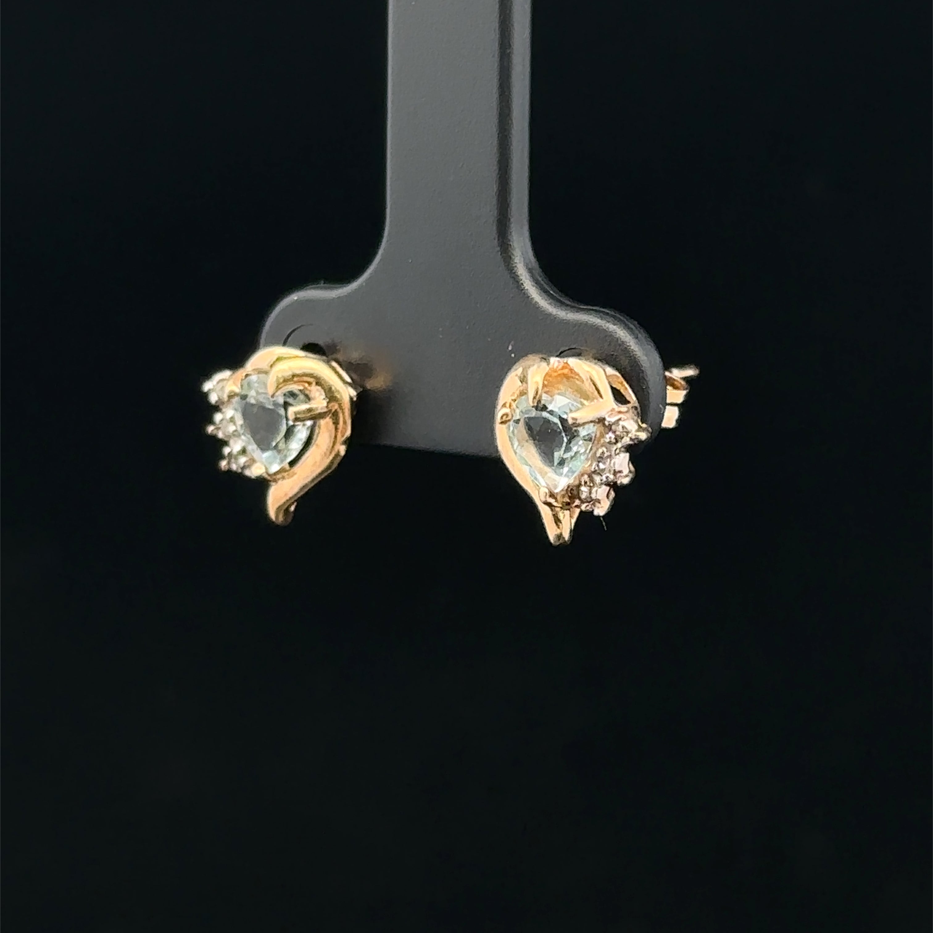 Camryn 14K Yellow Gold Heart Aquamarine & Diamond Earrings