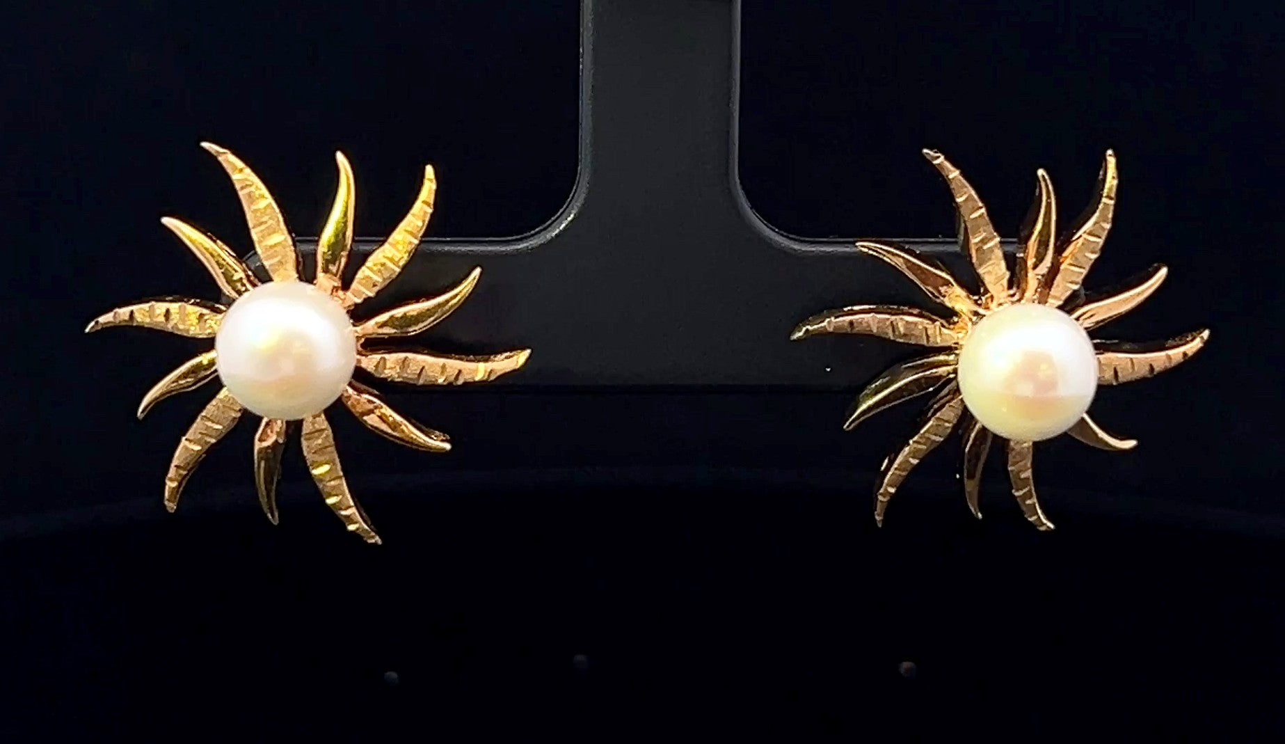 Edith 14K Yellow Gold Sunburst Pearl Earrings