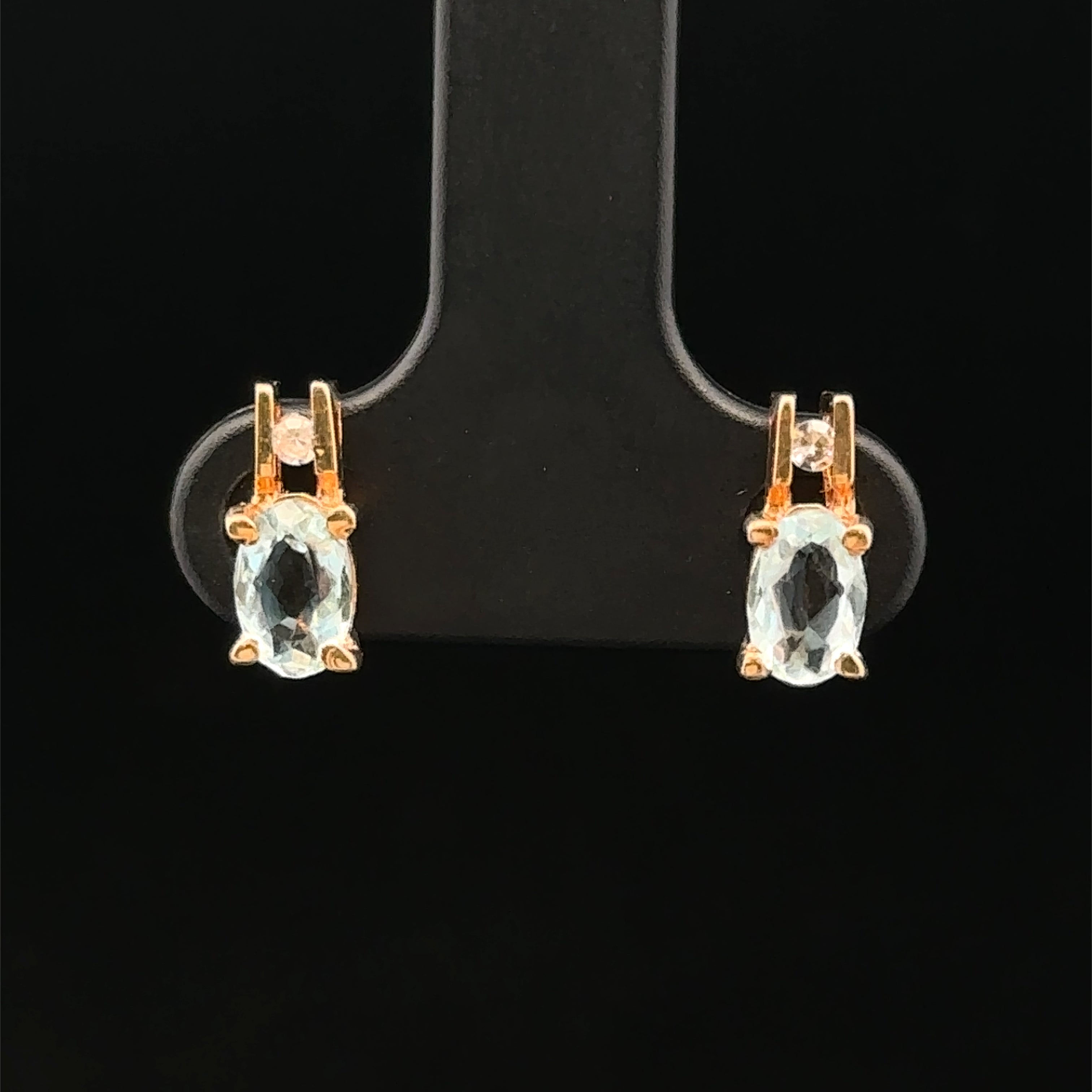 Quinn 14K Yellow Gold Aquamarine & Diamond Stud Earrings