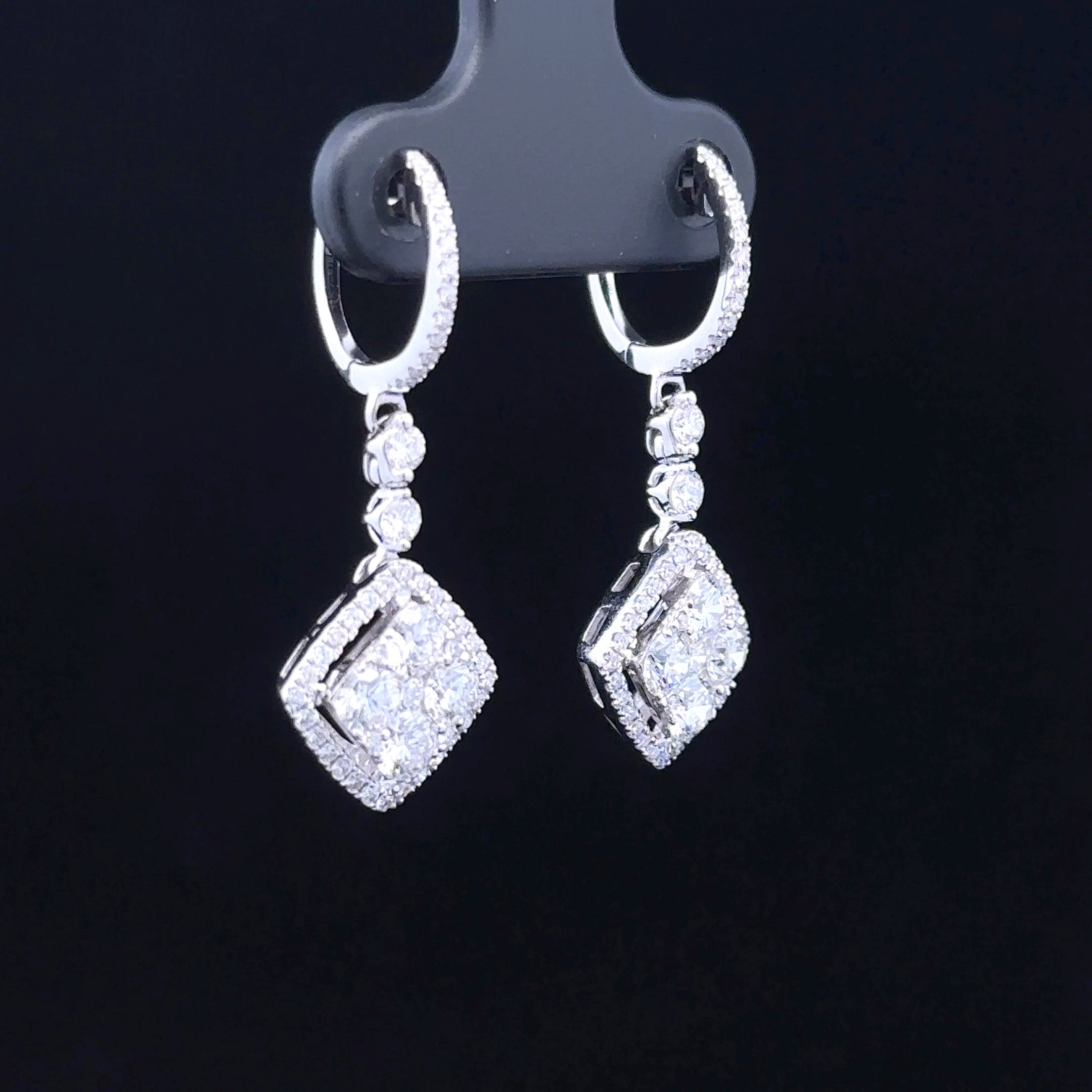 Saige 18K White Gold Earrings with 1.63 CTW Round Diamonds