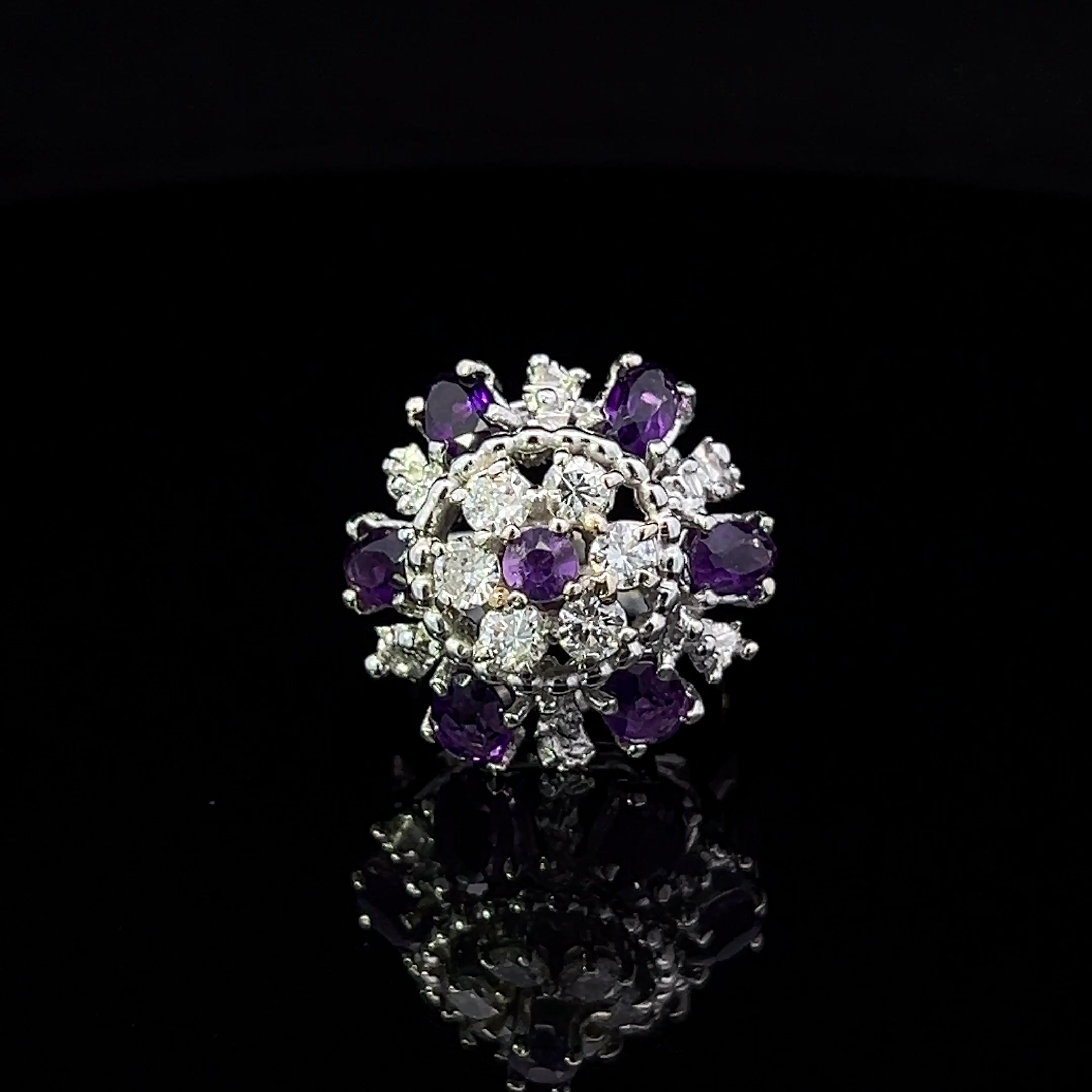 Juliette 18K White Gold Flower Amethyst & Diamond Ring
