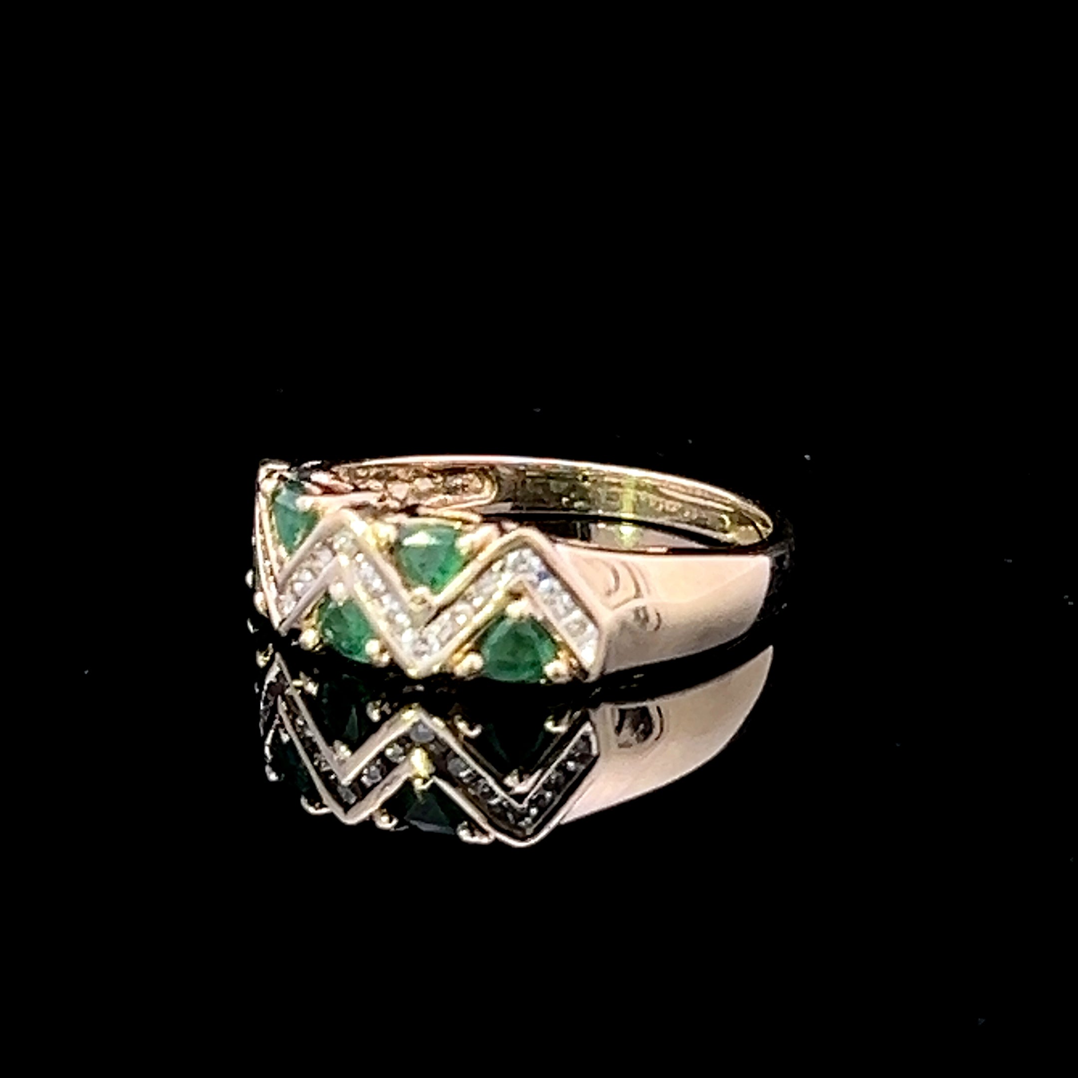 Frida 10K Yellow Gold Trillion Emerald & Diamond Ring