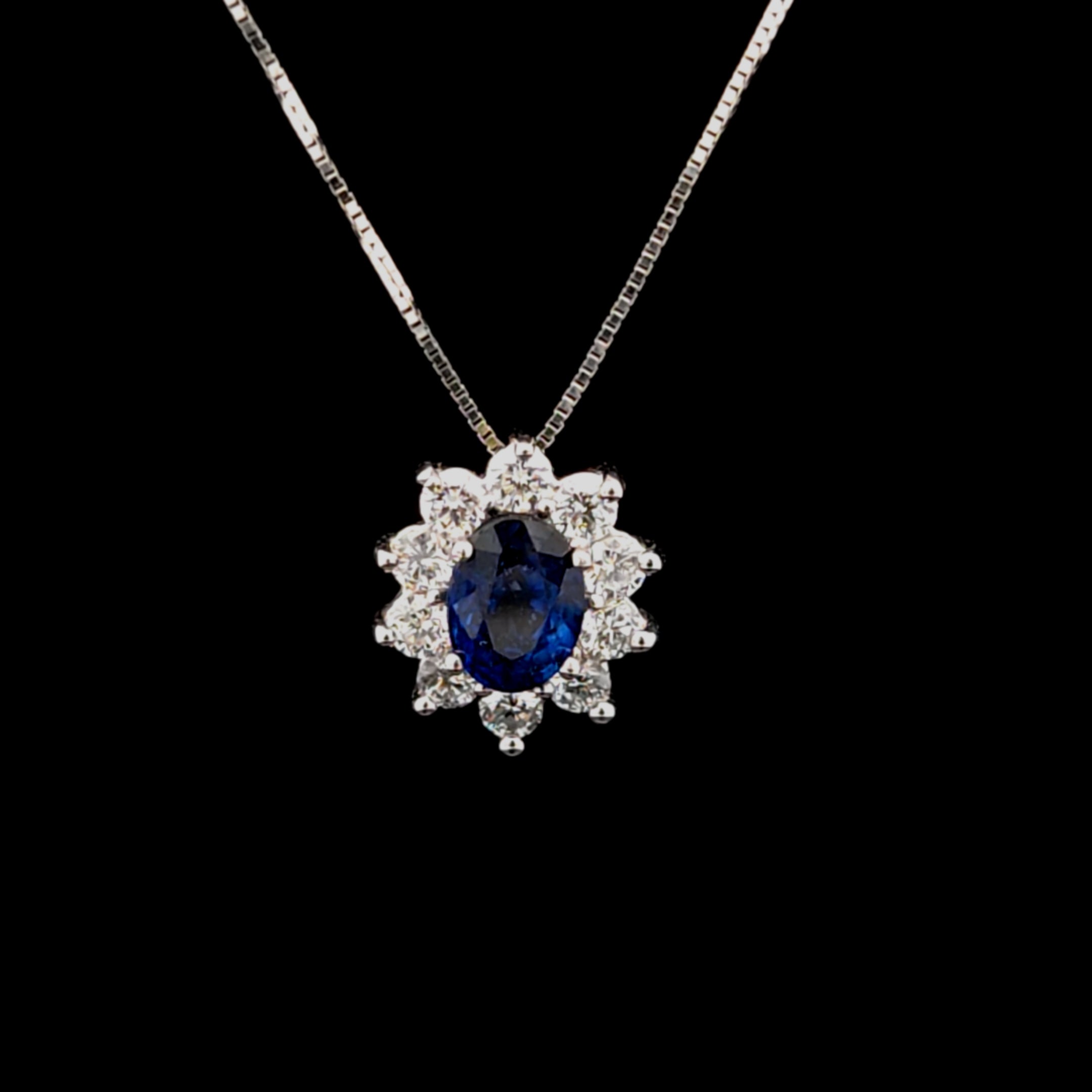 Adalyn 18K White Gold Floral Sapphire Necklace – 17-Inch