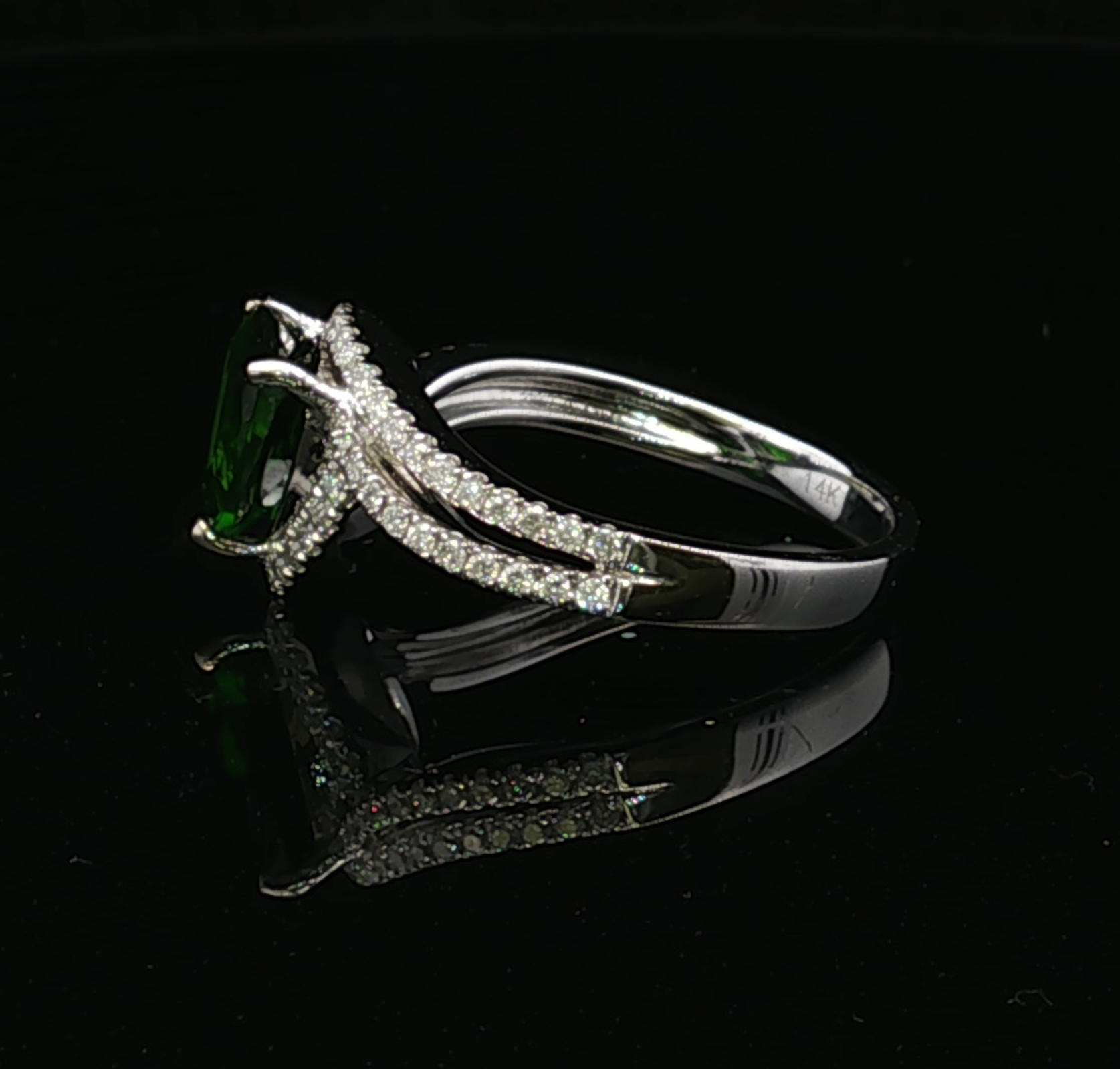Skylar 14K White Gold Green Tourmaline & Diamond Ring