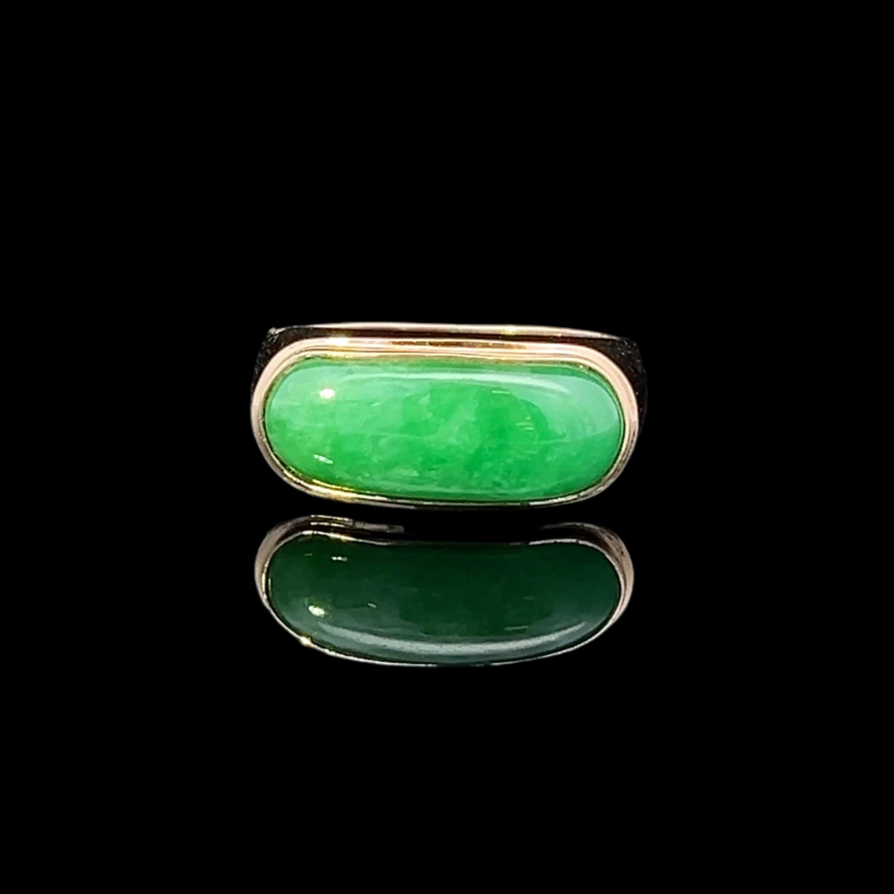Braelynn 18K Yellow Gold Oblong Bezel-Set Jade Ring