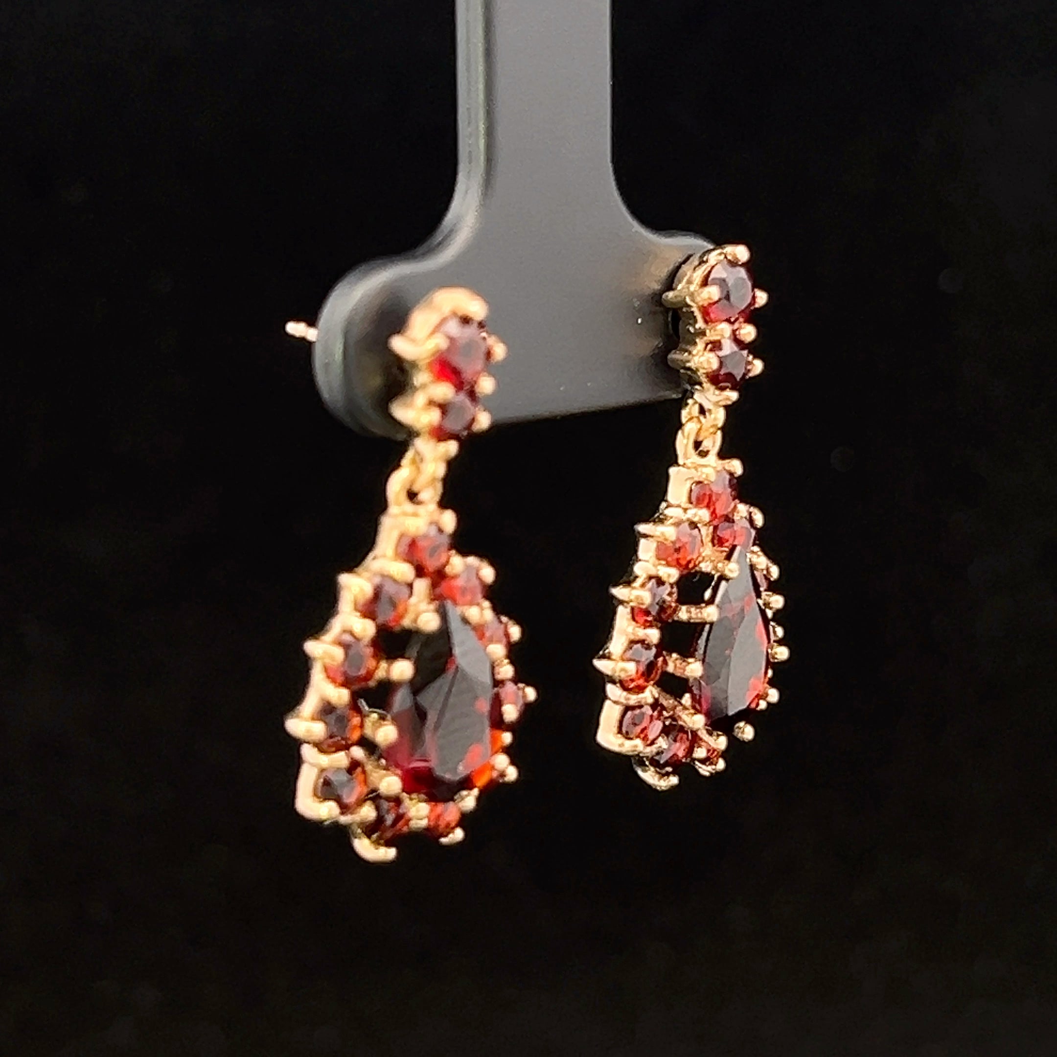 Ansley 14K Yellow Gold Bohemian 2.48 ctw Garnet Dangle Earrings