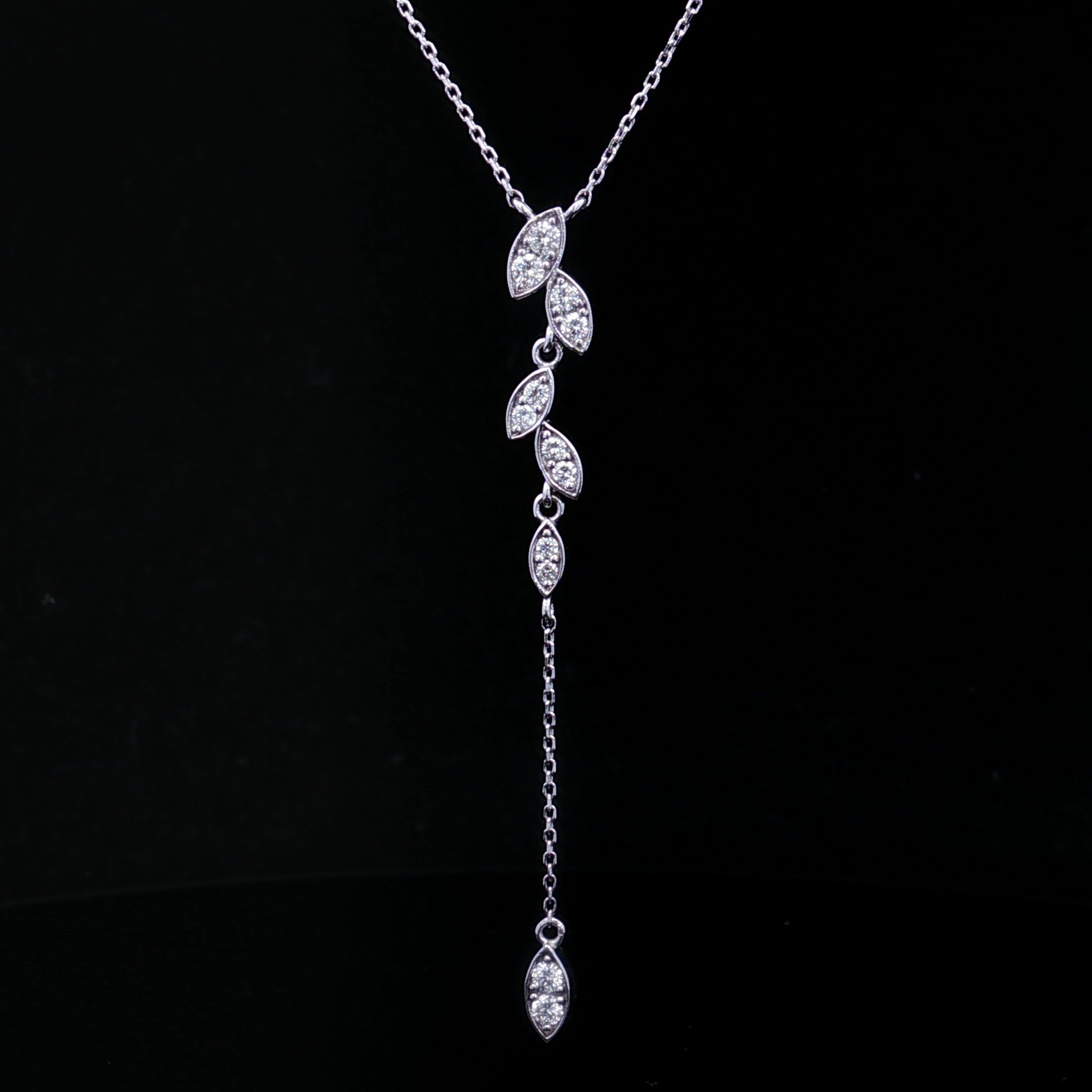 Thalia 18KW Adjustable .28 CTW Diamond Drop Necklace
