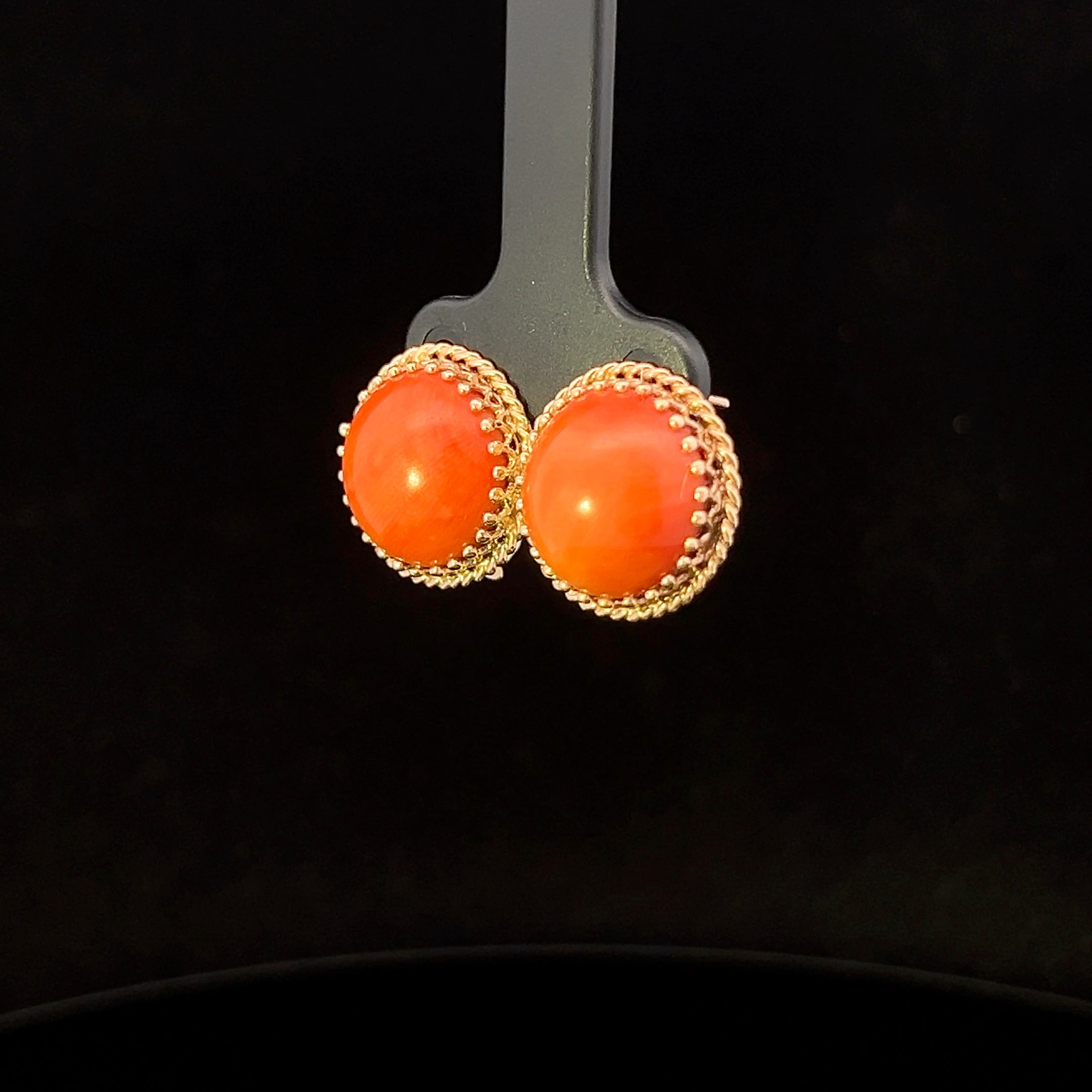 Charlee 14K Yellow Gold Round Coral Earrings