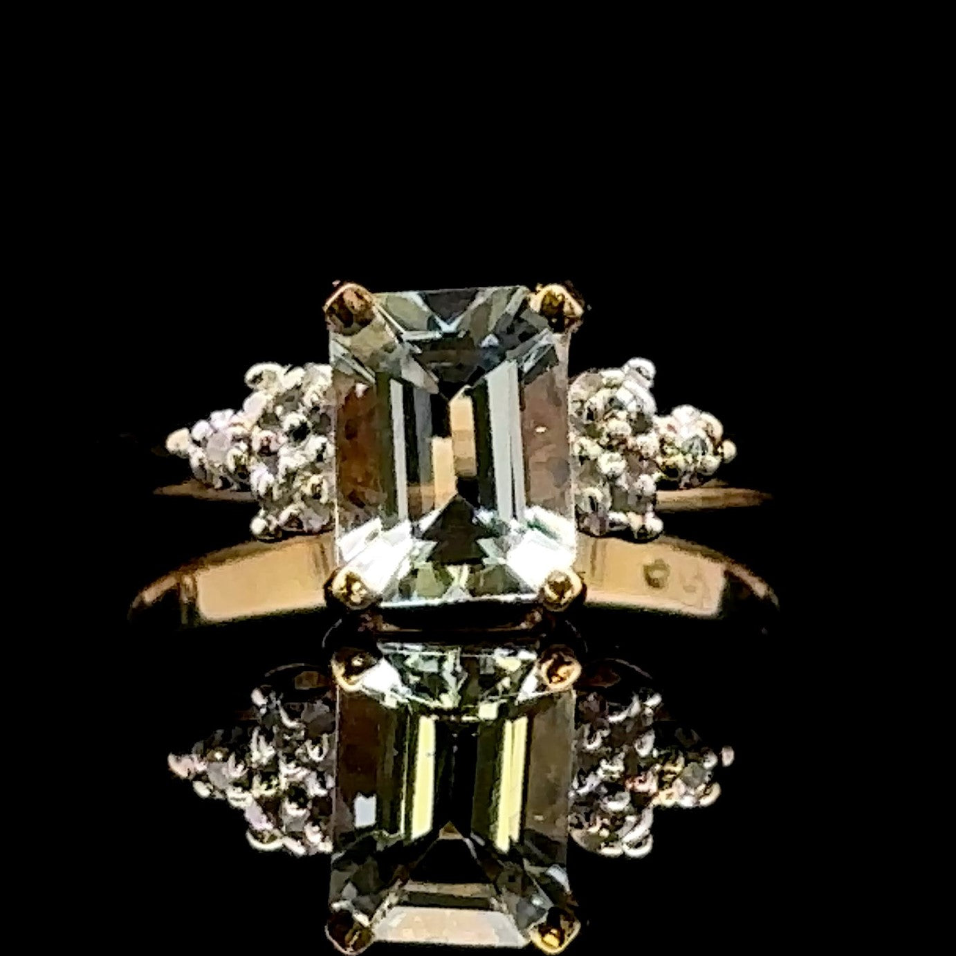 Laney 10K Yellow Gold Emerald Cut Aquamarine & Diamond Ring