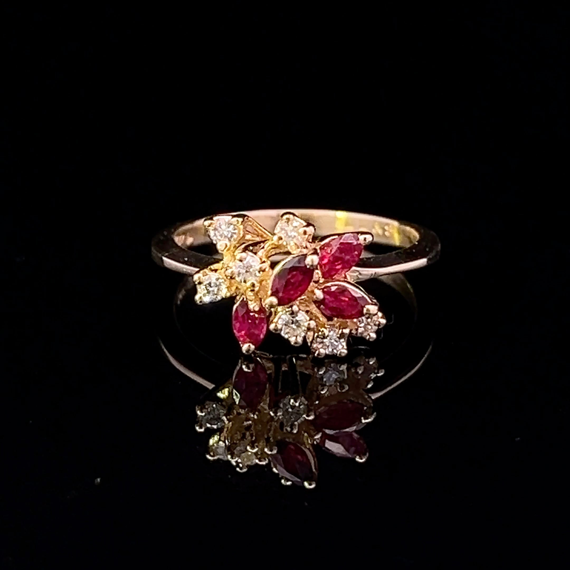 Ashlyn 14KY .44CTW Marquise Ruby & .21CTW Diamond Ring