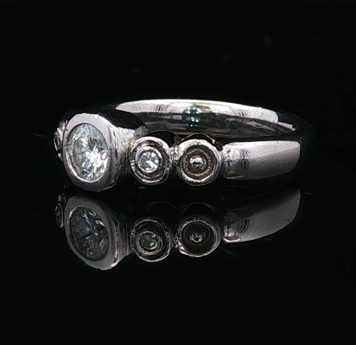 Arden Palladium 3 Stone Diamond Ring
