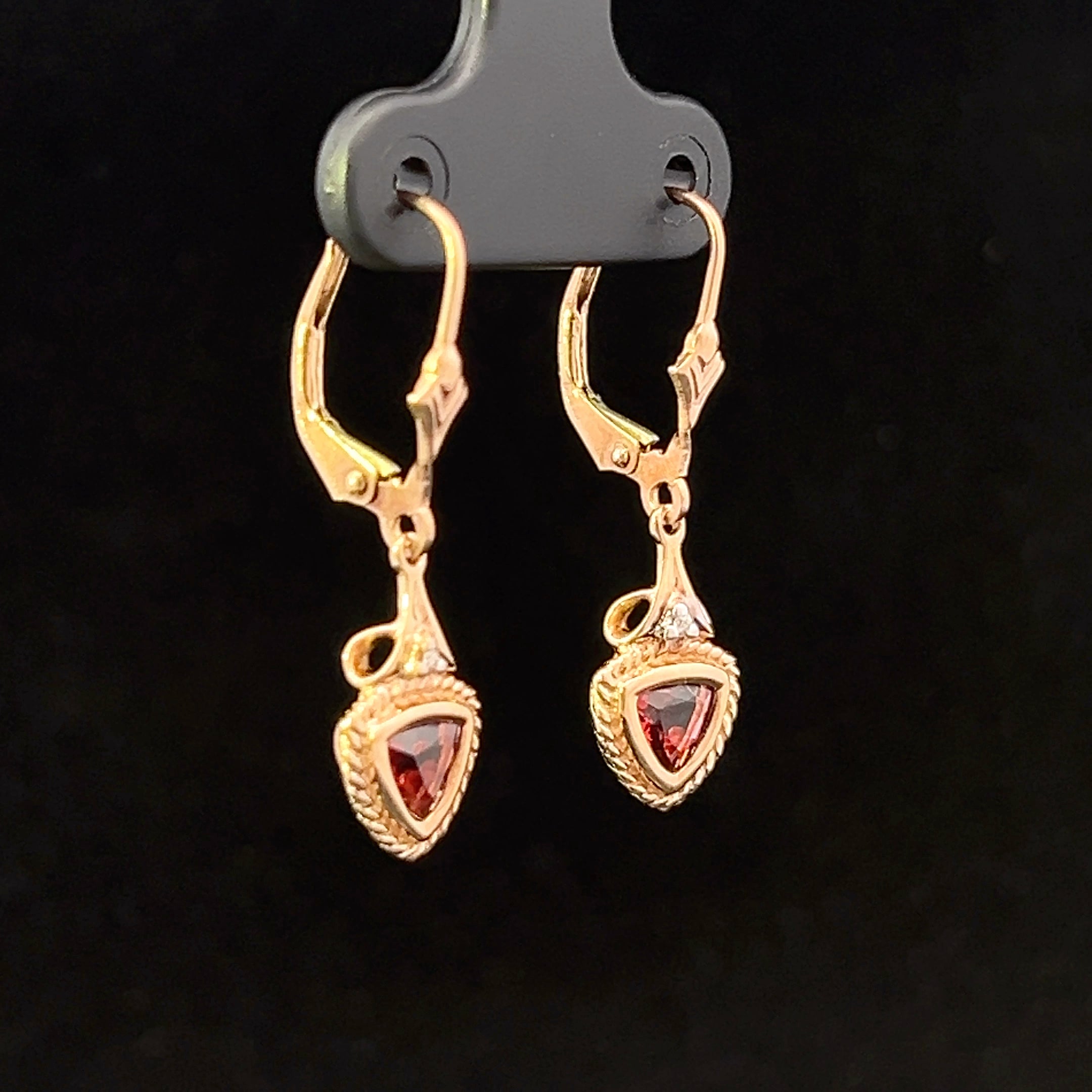 Kataleya 10K Yellow Gold Trillion Garnet & Diamond Dangle Earrings