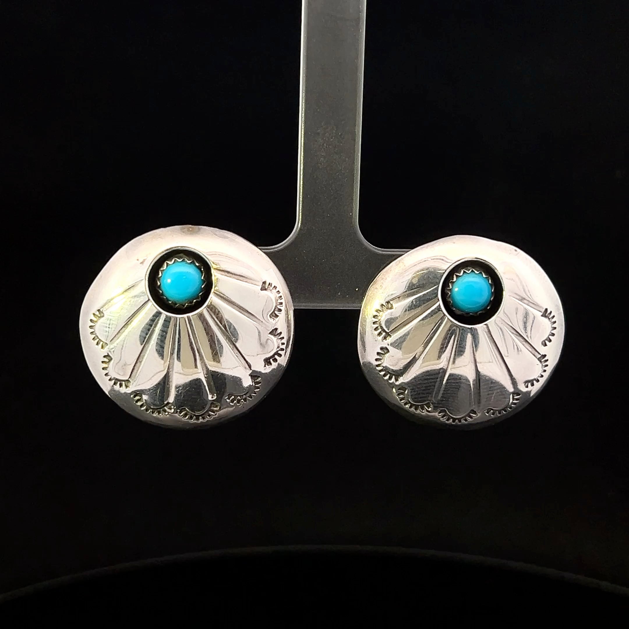 Jessie S/S Large Button Turquoise Earrings