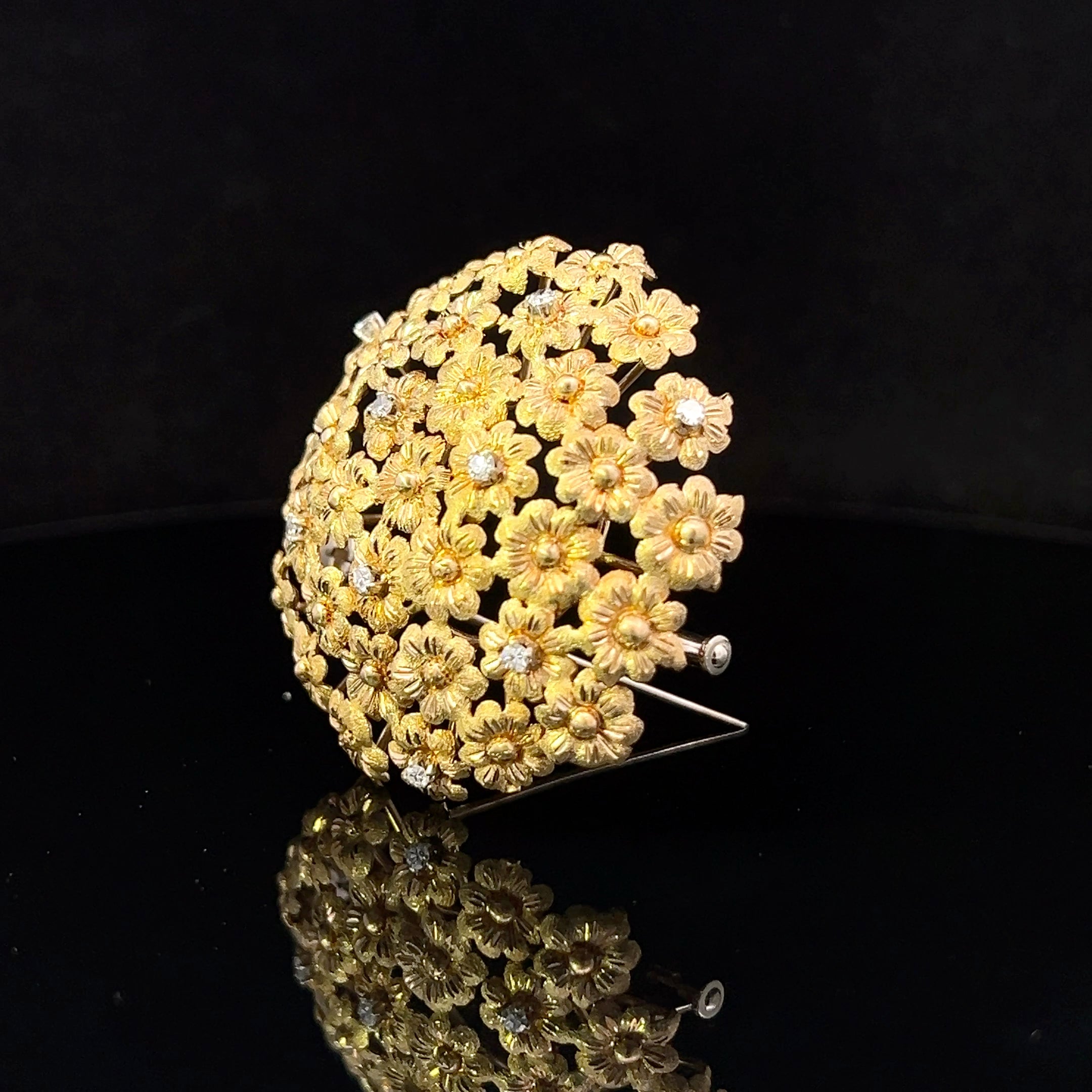 Kyla 18K Yellow Gold Dome of Flowers Ring with .27 CTW Diamonds