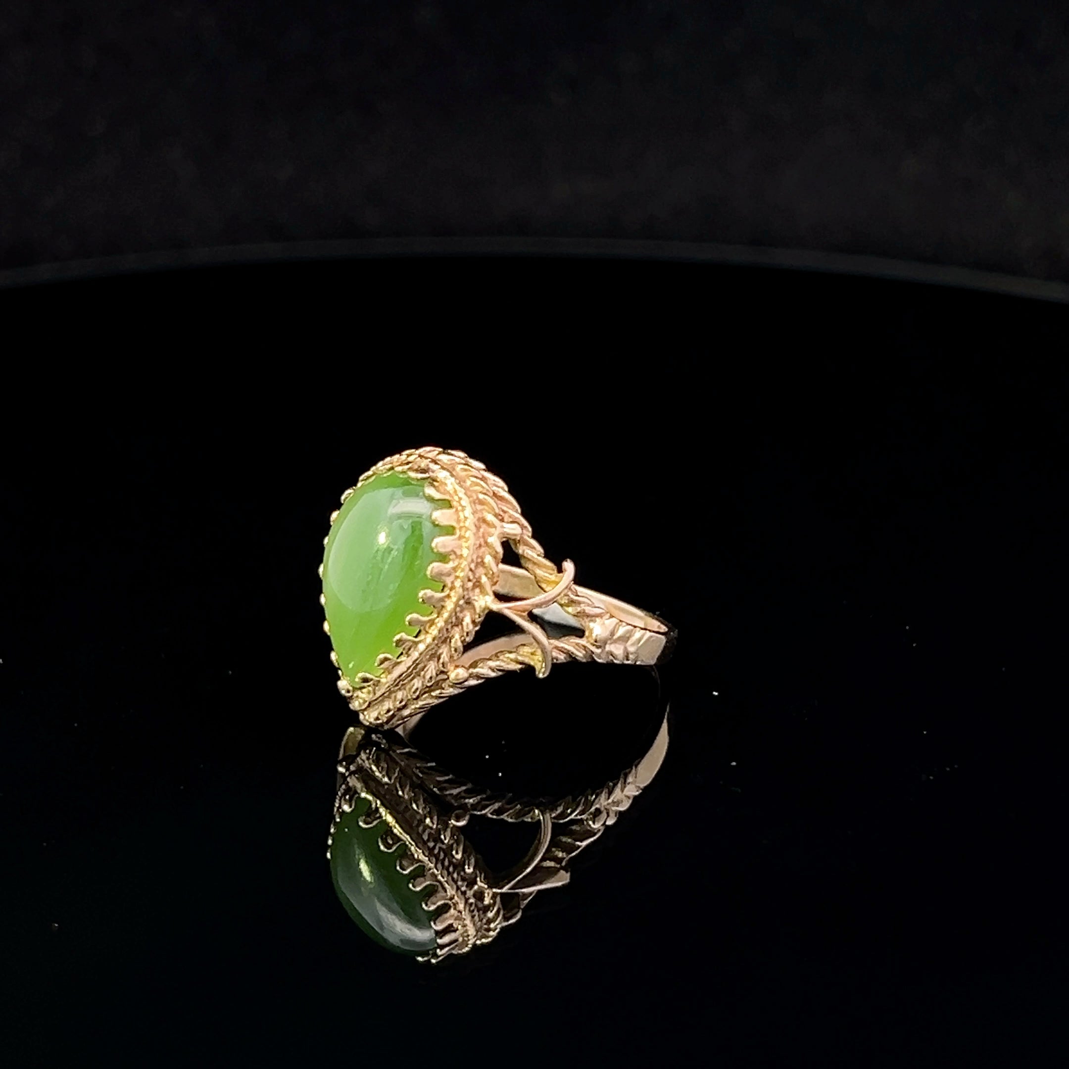 Esme 10K Yellow Gold Pear-Shaped Jade Ring