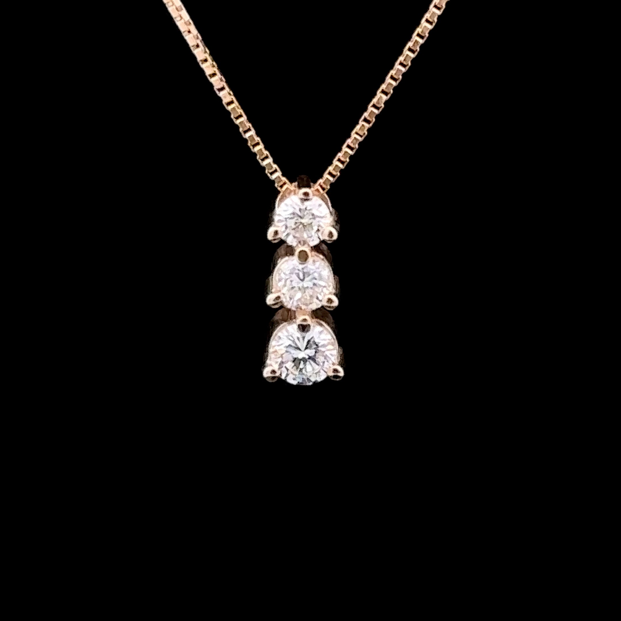 Karter 14K Yellow Gold Three-Stone Diamond Necklace