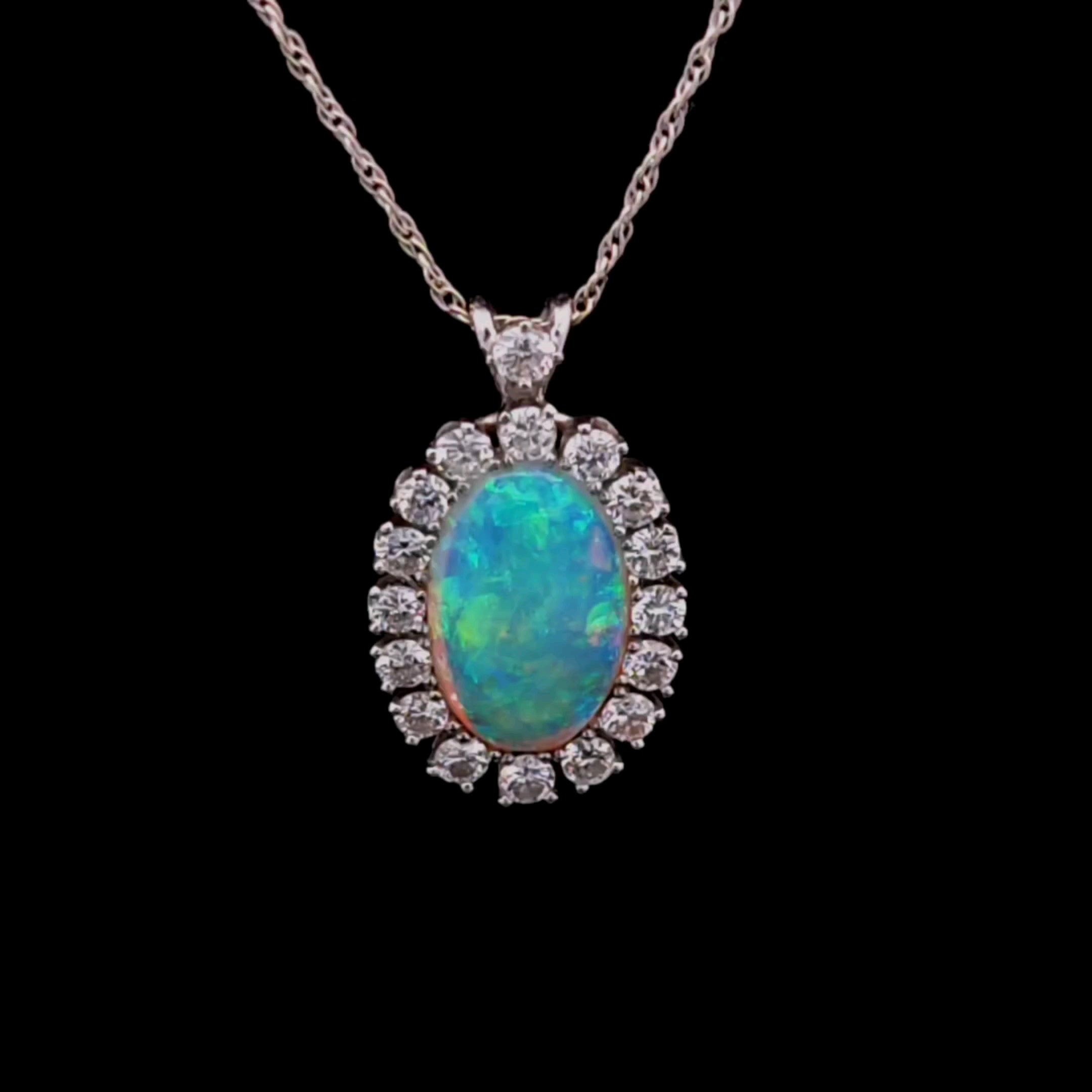 Cordelia 14K White Gold Opal and Diamond Necklace
