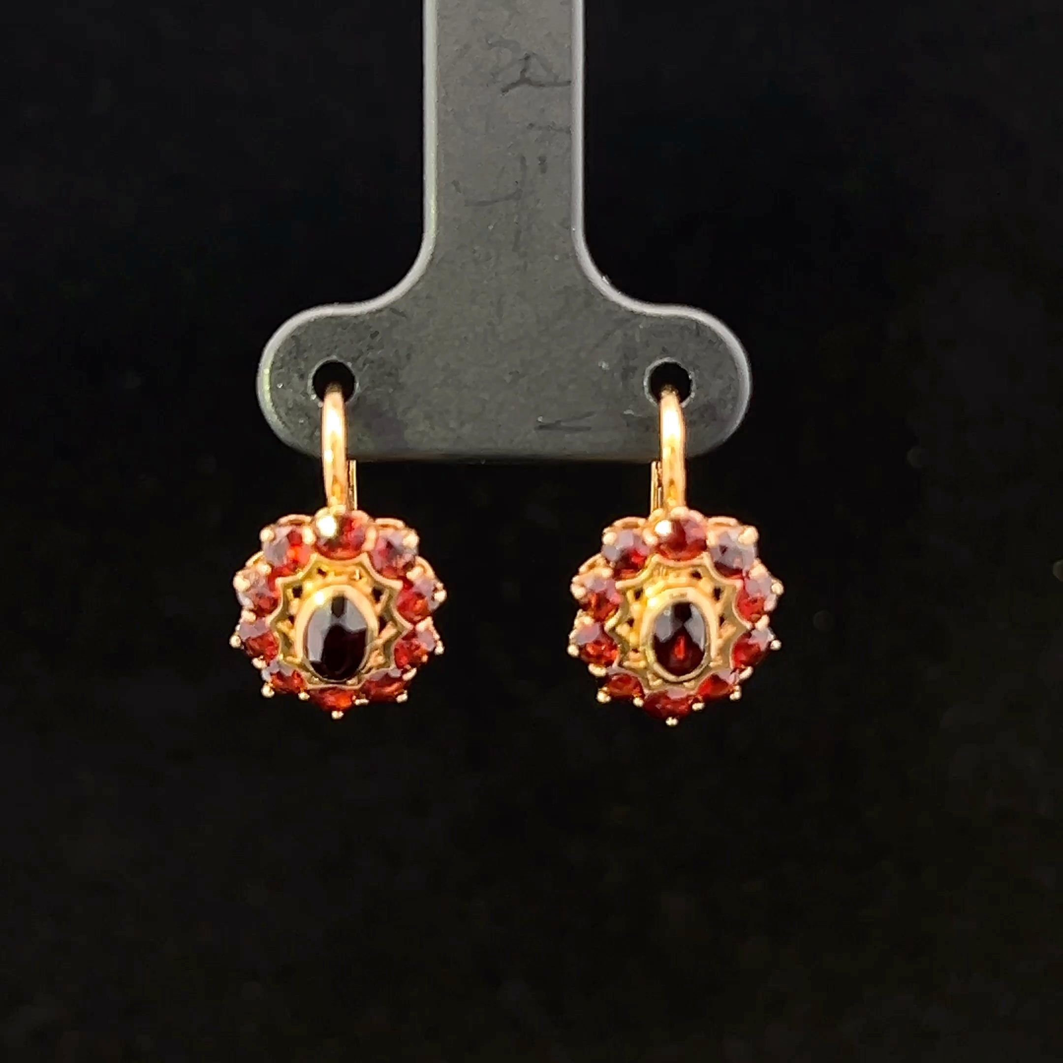 Rebecca 18K Yellow Gold Garnet Dangle Earrings