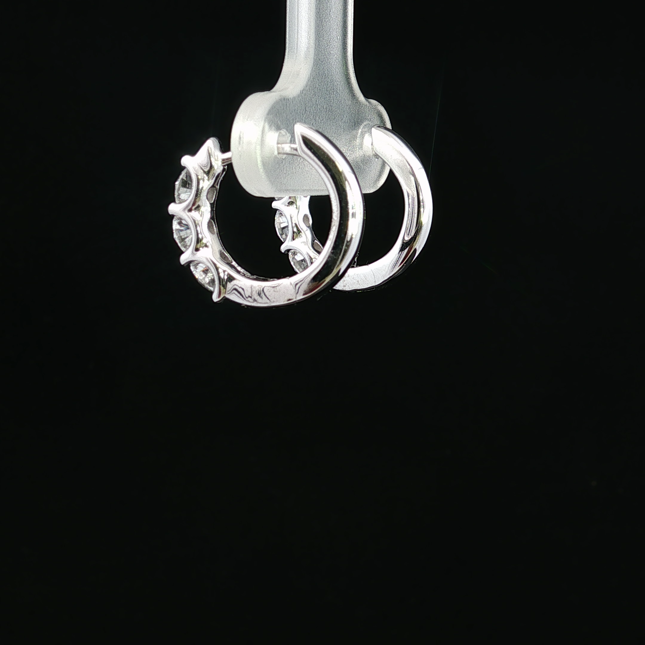 14K White Gold Small Hoop Earrings with 1.00ct Lab Diamonds