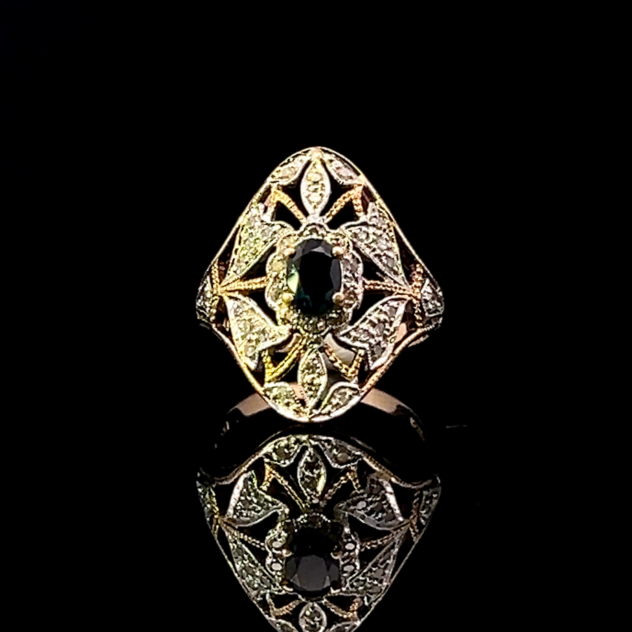 Kate 14K Two-Tone Oval Sapphire & Diamond Ring