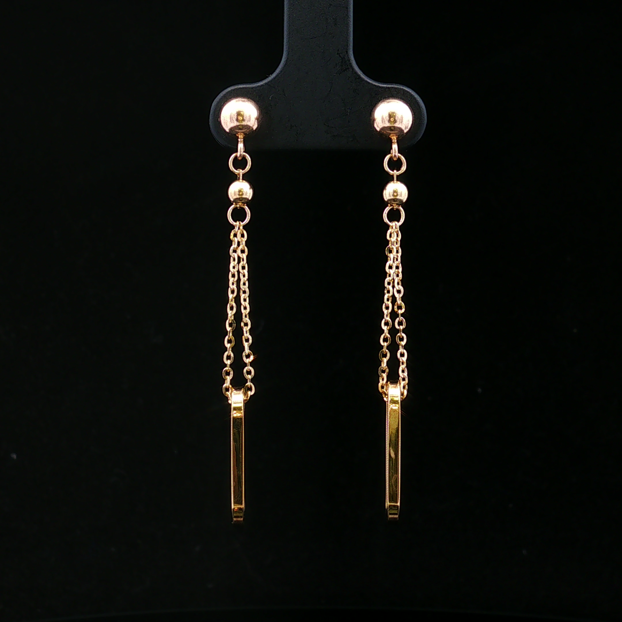 Ardenia 14KY Ball Post with 10KY Chain & Open Oval Link Earrings
