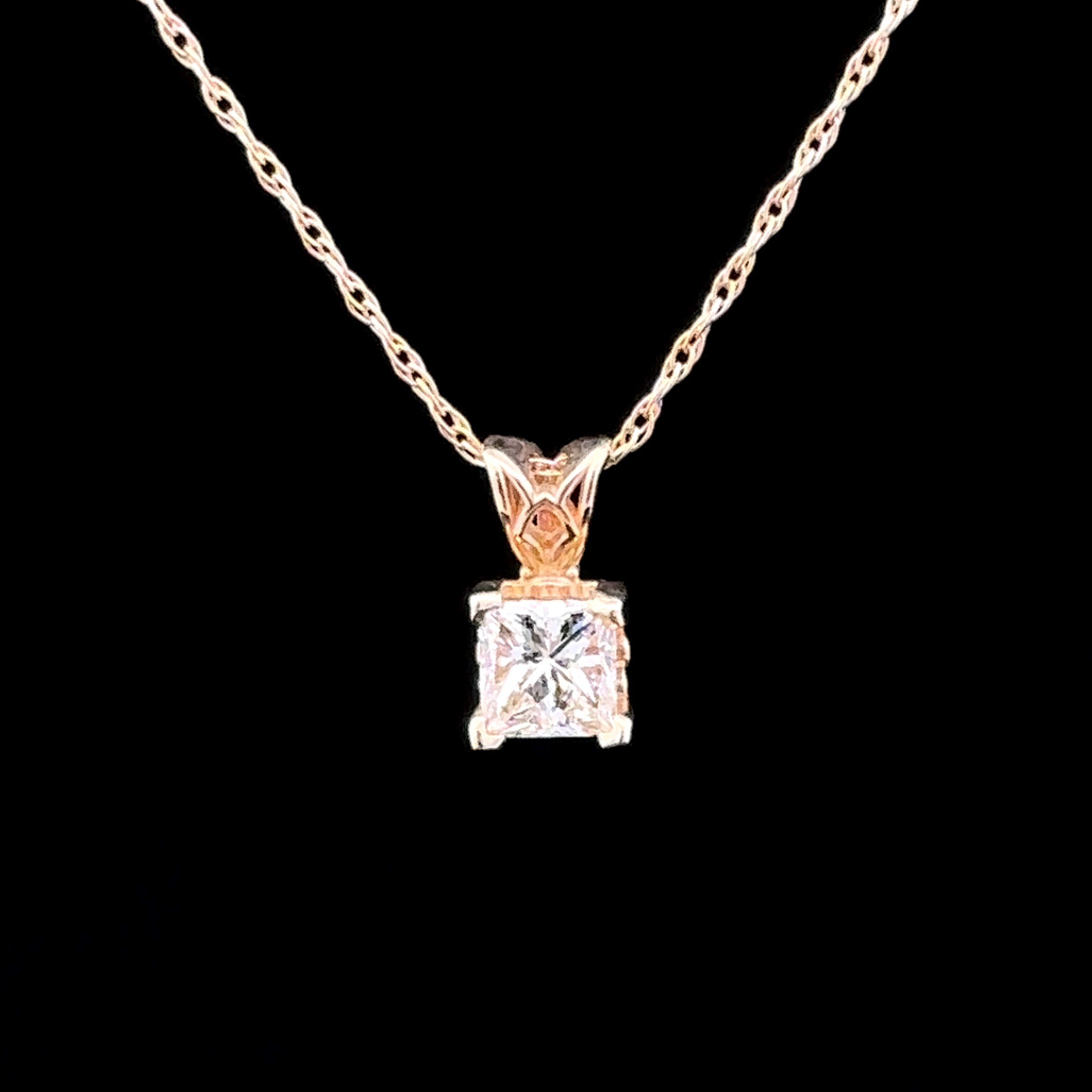 Aquaria 14K Yellow Gold 0.66 CT Princess Cut Diamond Necklace