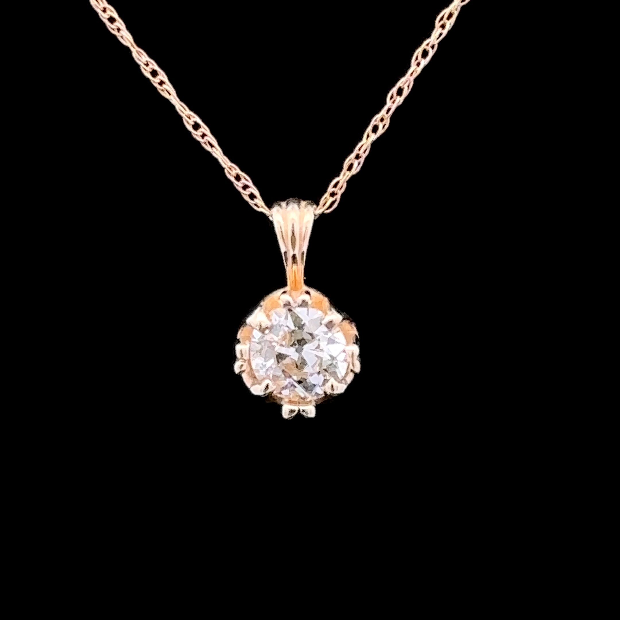 Adrianna 14K Yellow Gold 0.45 CT Old European Cut Diamond Pendant