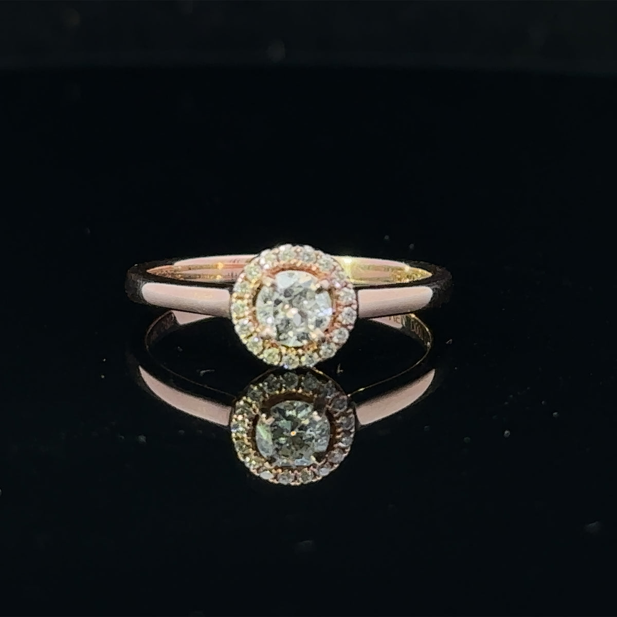 Sierra 14K Rose Gold .33ctw Round Halo Ring with Decorative Bridge