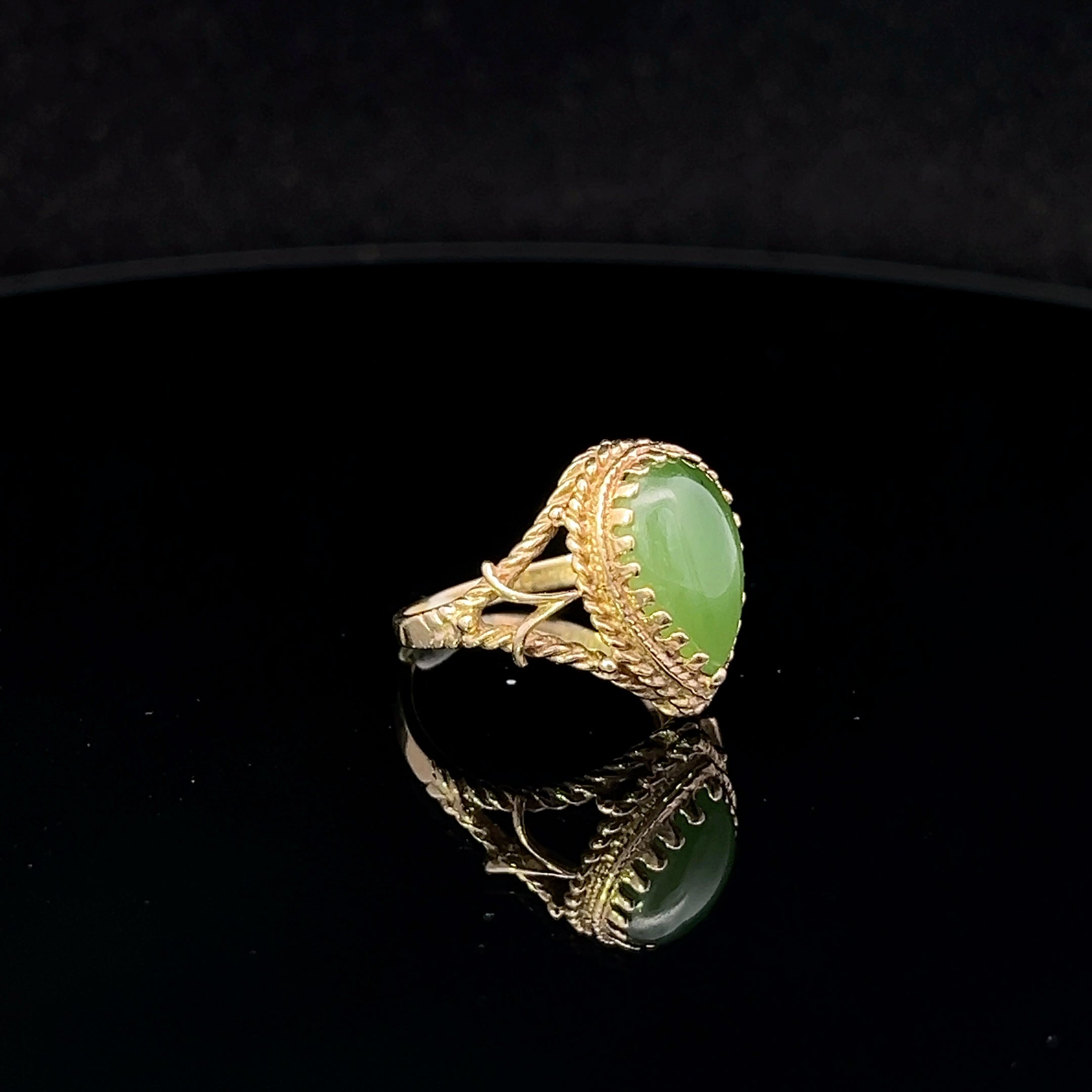 Esme 10K Yellow Gold Pear-Shaped Jade Ring