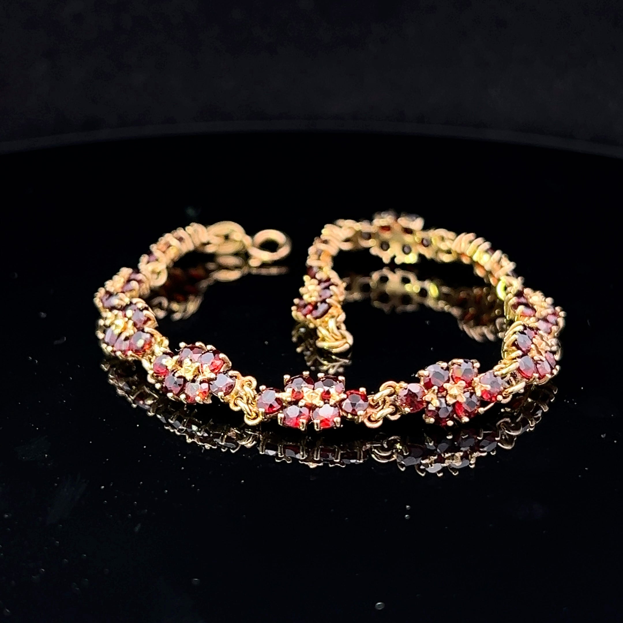 Brooklynn 18K Yellow Gold Bracelet with Garnet Links