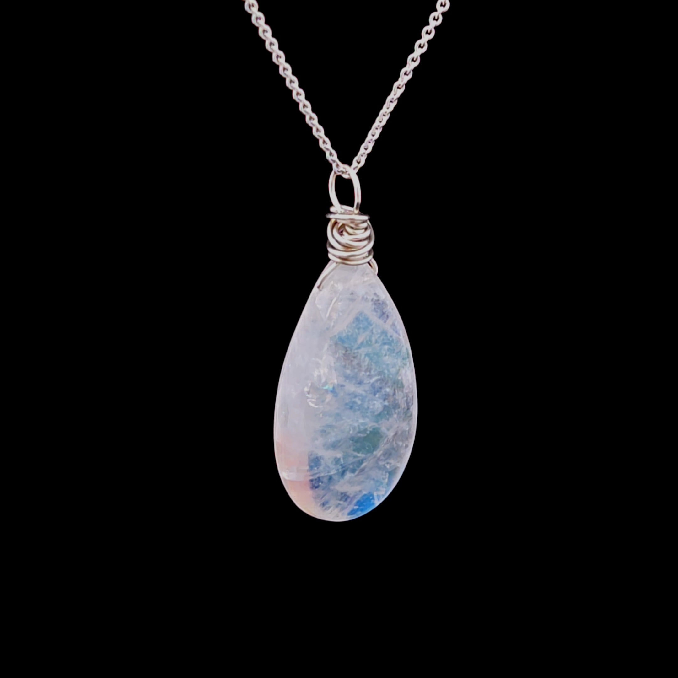 Lusine Silver Moonstone Drop Necklace