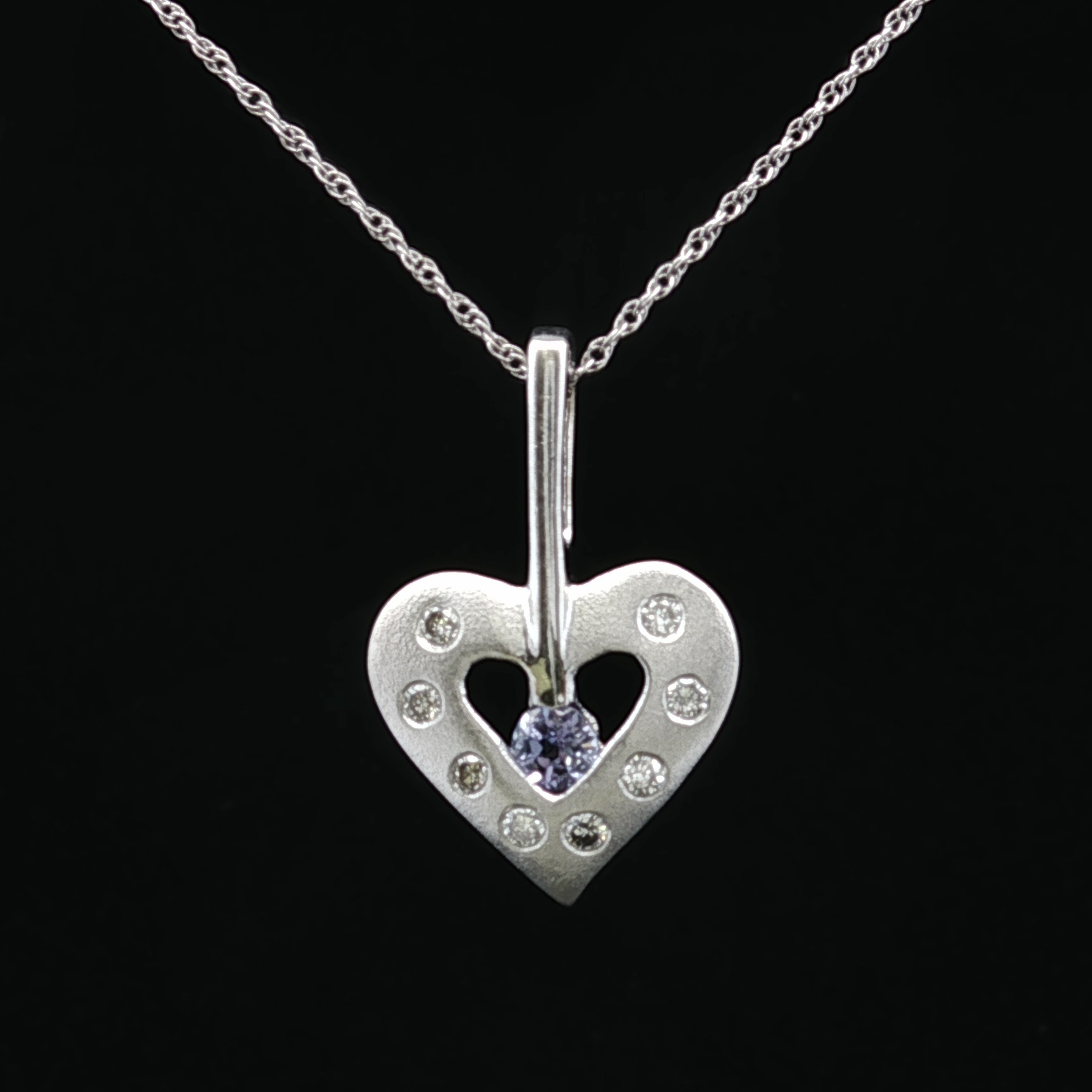 Arlenea 14K White Gold Tanzanite Heart Necklace