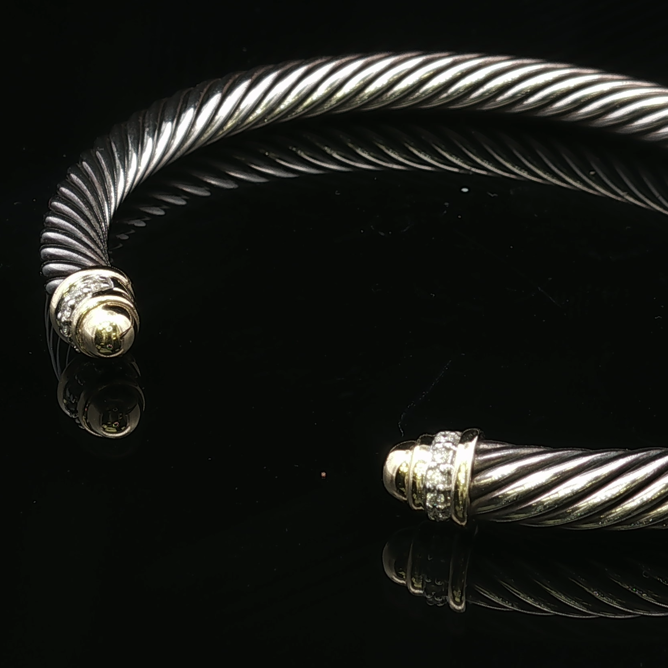 David Yurman Two-Tone Diamond Cuff Bracelet
