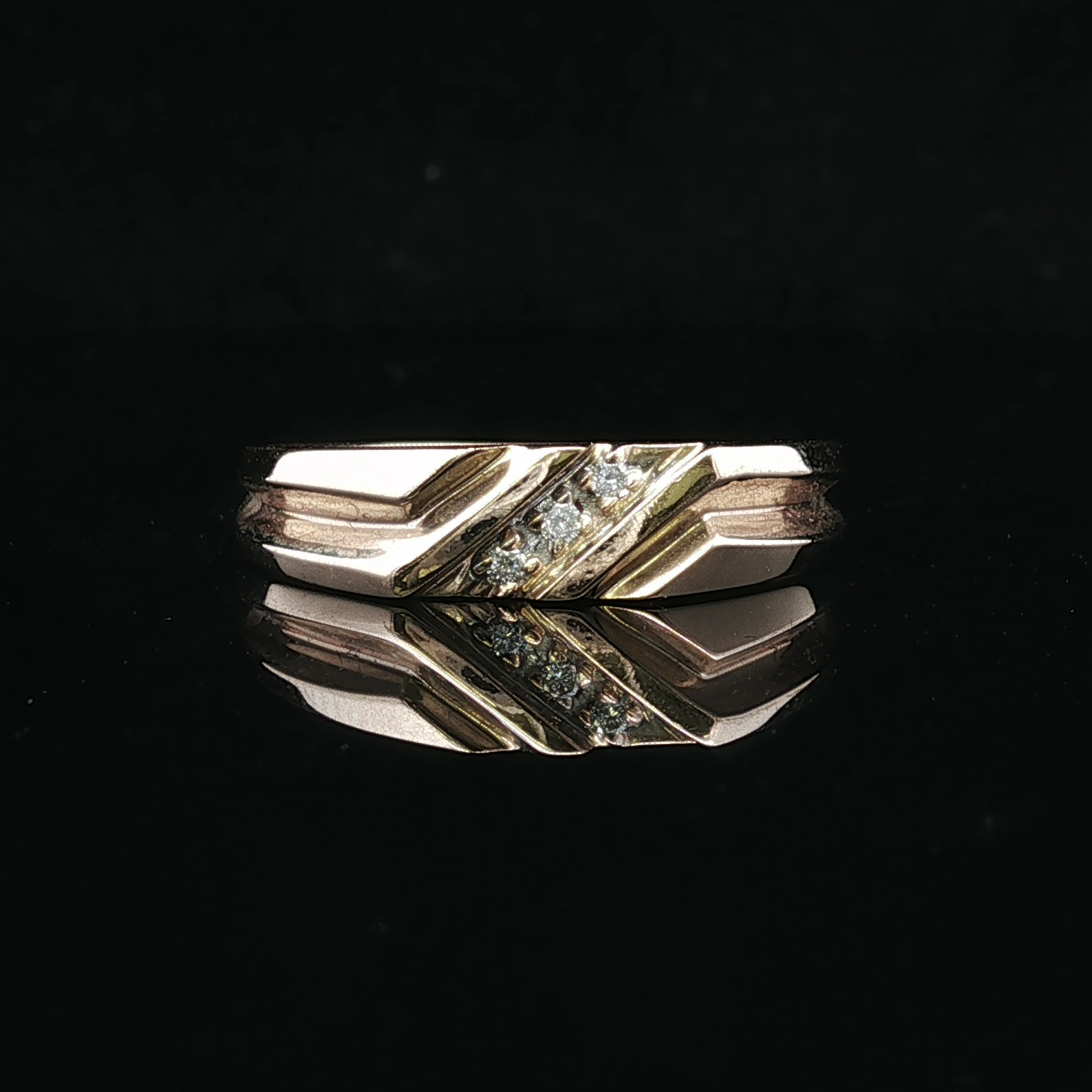 Adonis Three Diamond Wedding Band in 10K Yellow Gold