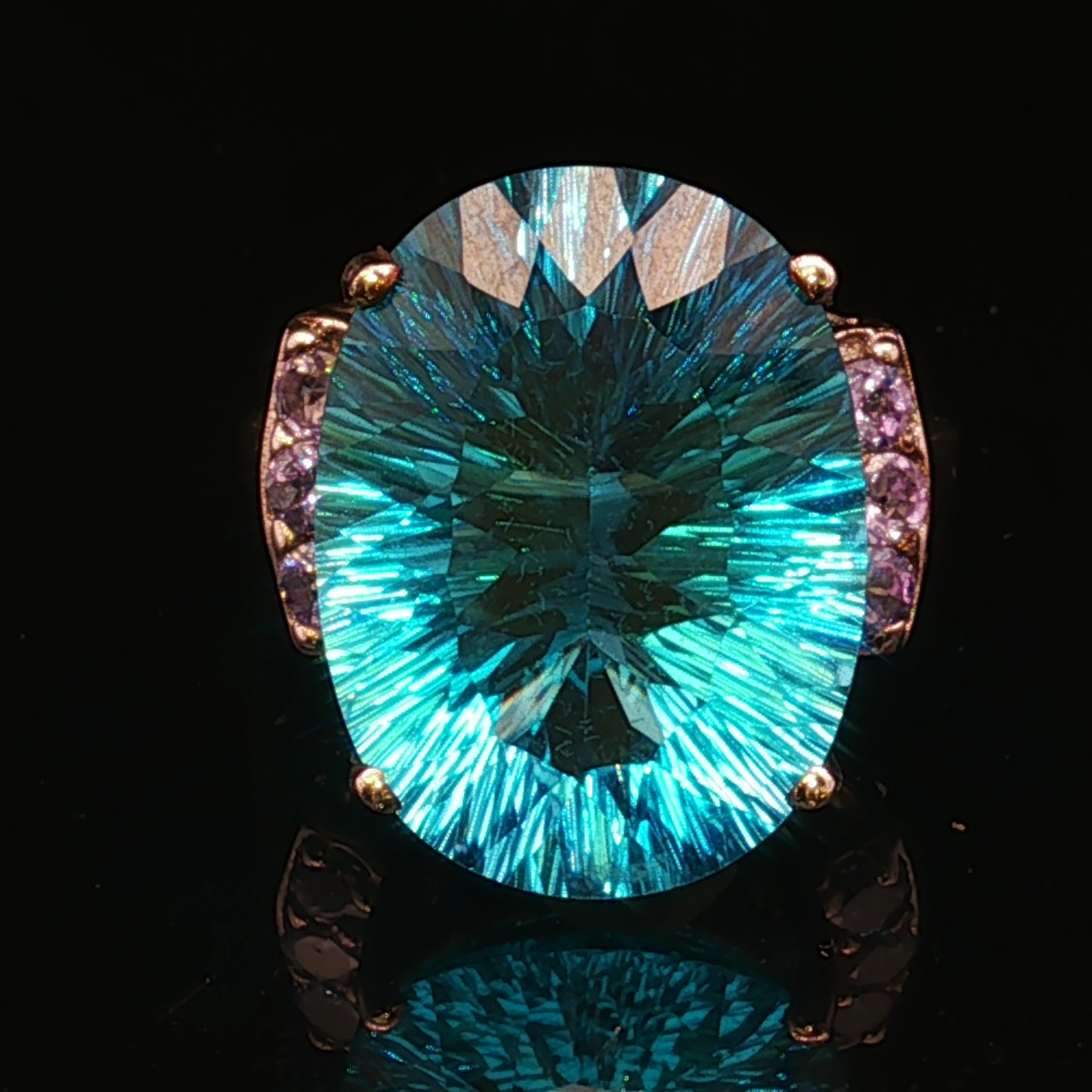 Almae Blue Topaz & Tanzanite 7-Stone Silver Ring