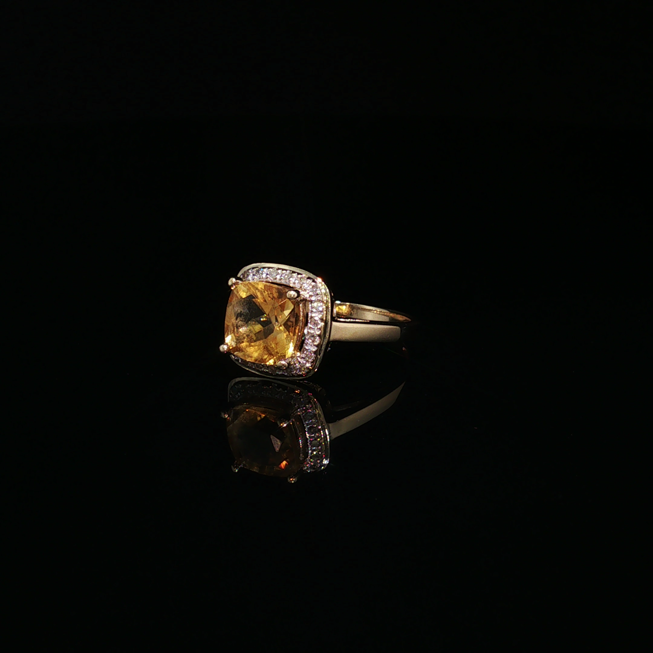Adele 14K Yellow Gold Citrine Diamond Halo Ring