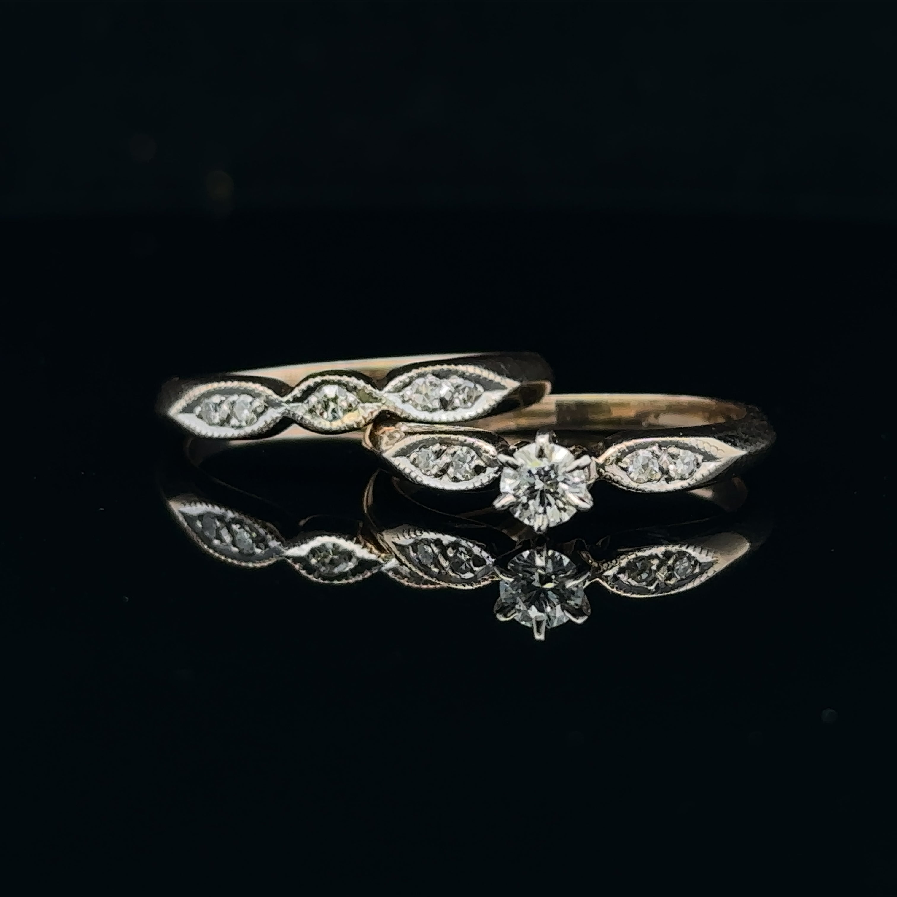 Genevieve Vintage-Style 14K Yellow Gold Wedding Set