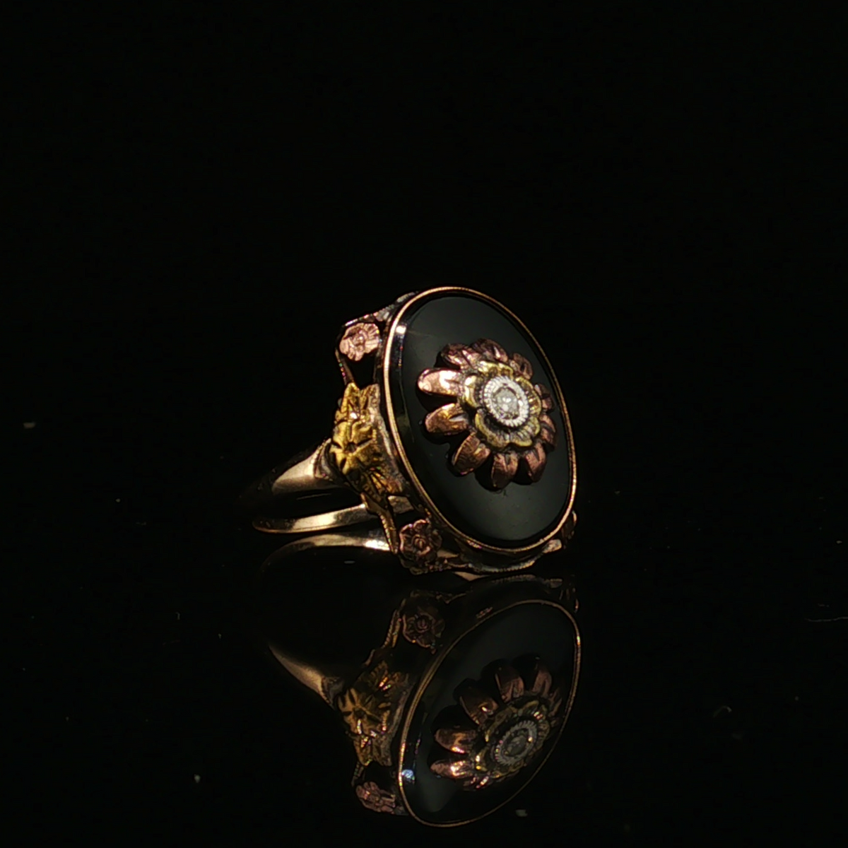 Claralyn Onyx Two-Tone Gold Ring