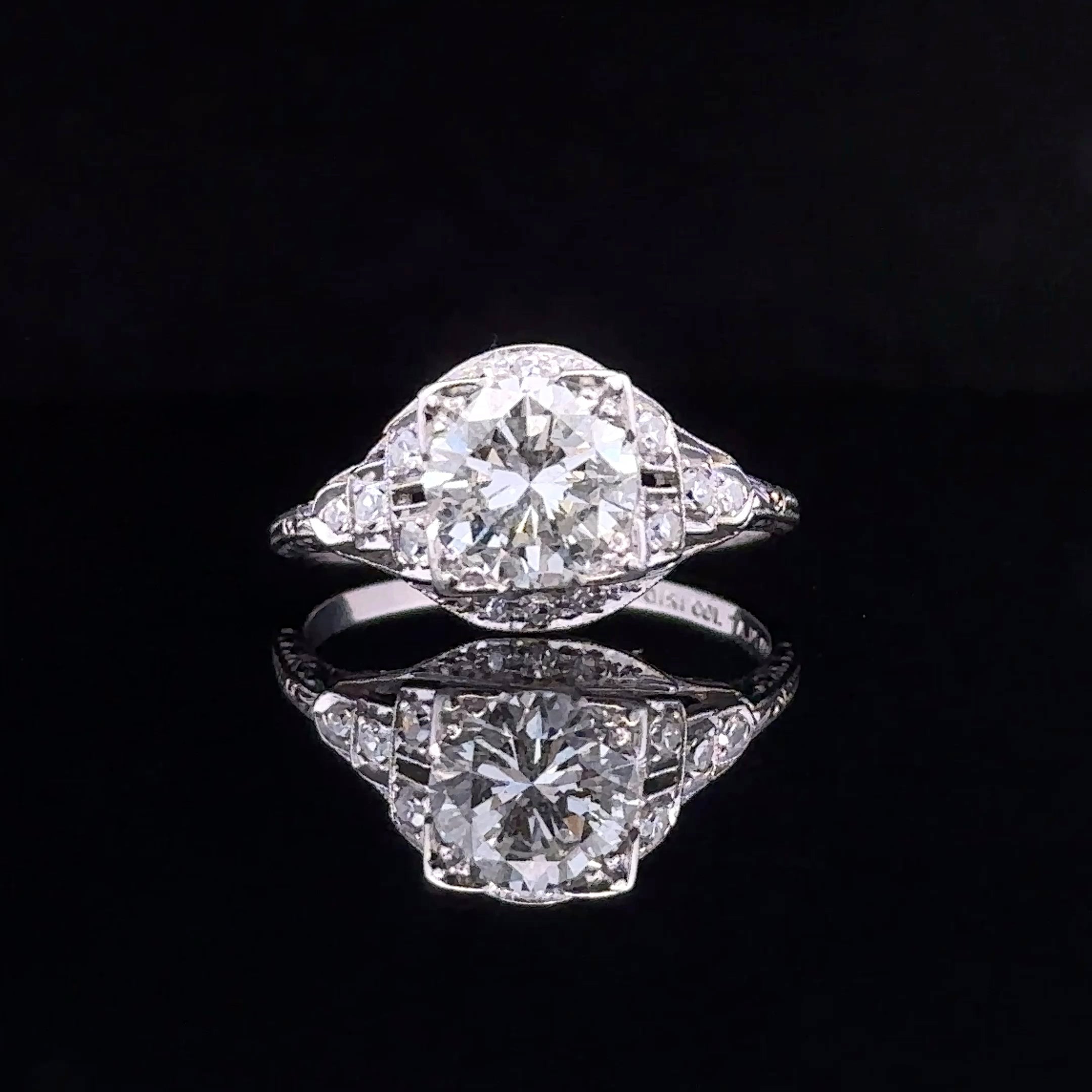 Mona White Platinum Art Deco Diamond Engagement Ring