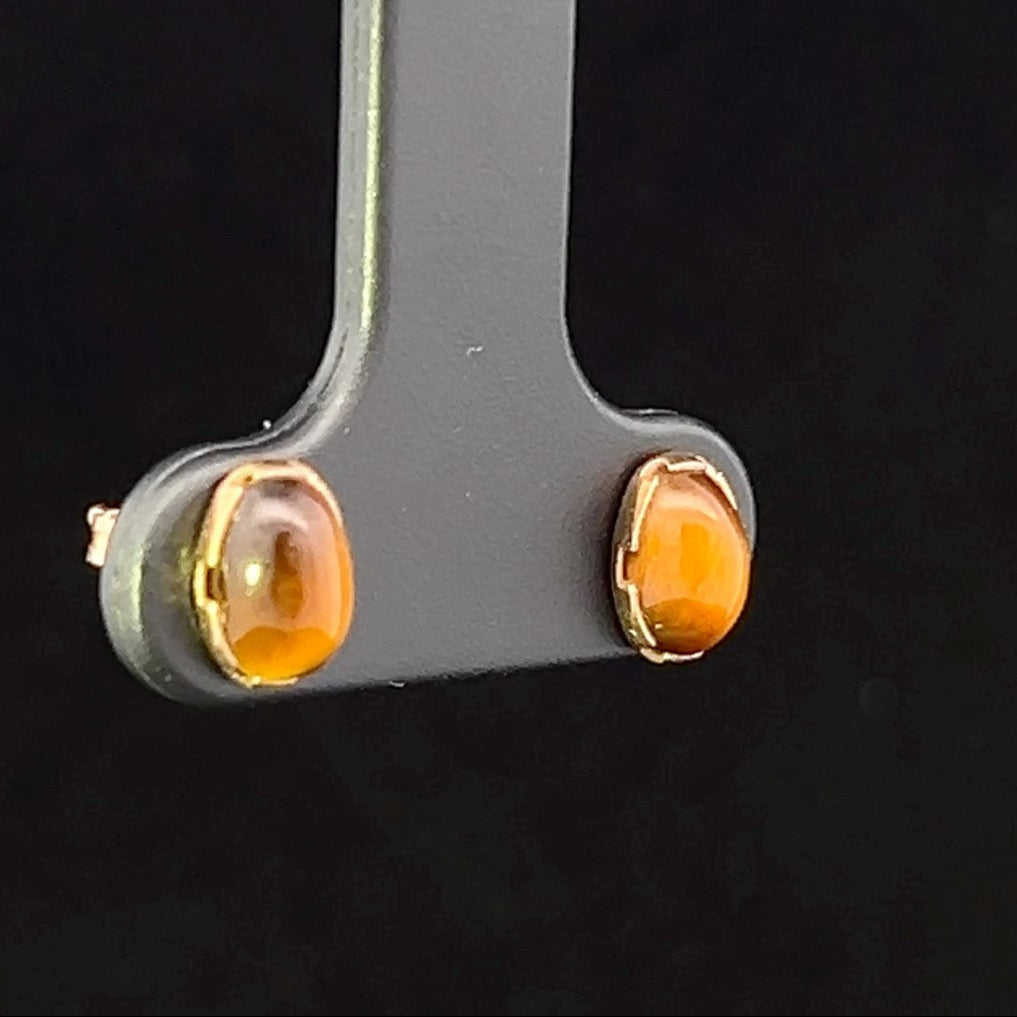 Summer 14K Yellow Gold Tigers Eye Stud Earrings