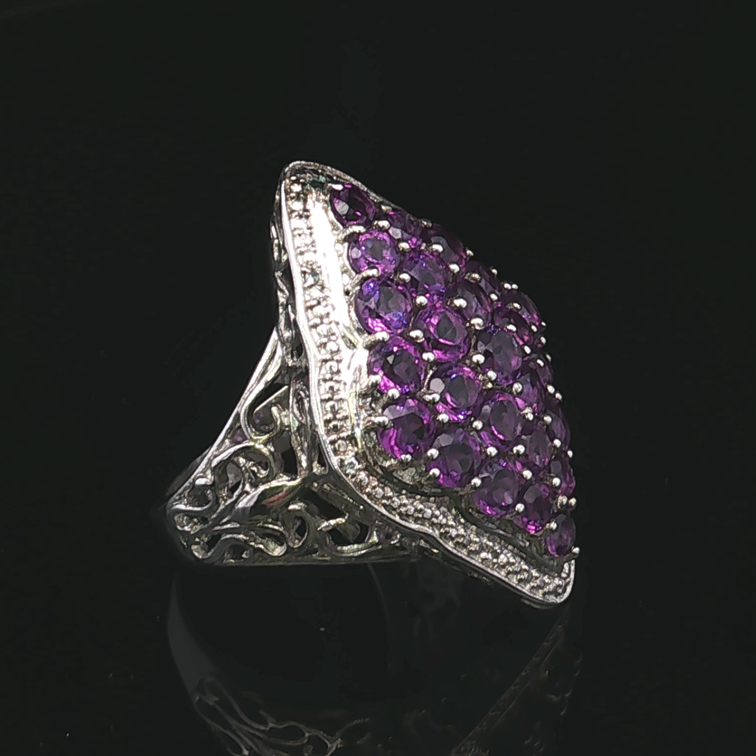 Eleanora Amethyst Cluster Ring in Sterling Silver