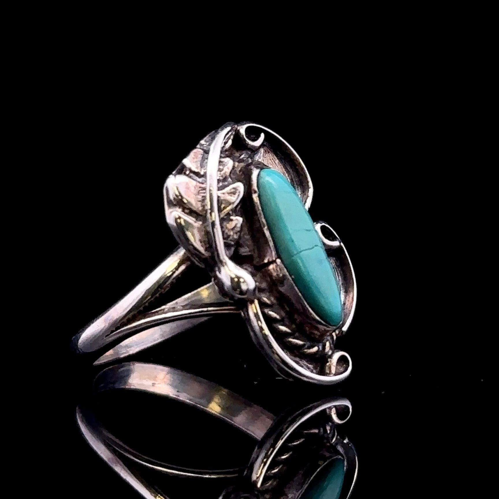 Natalia Sterling Silver Turquoise Feather Ring