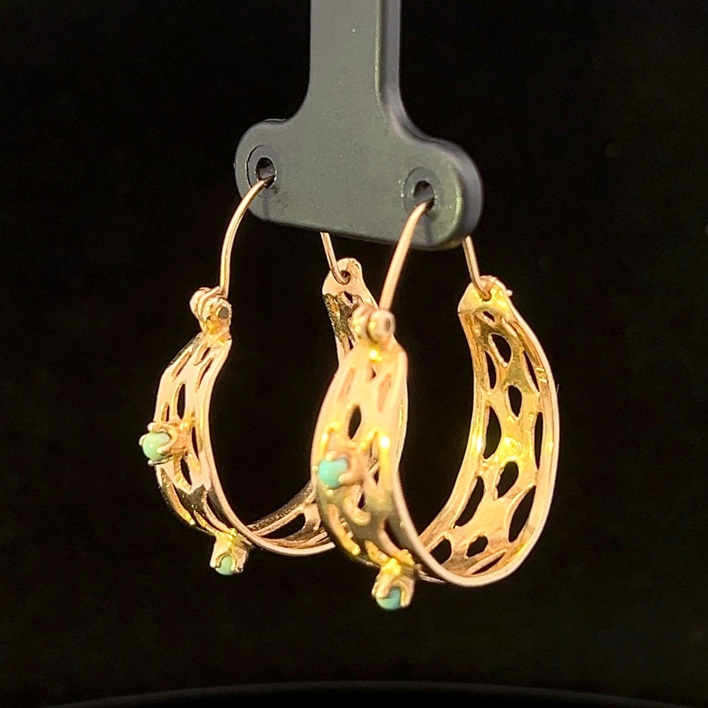 Celia 14KY Gold Dangle Earrings with Turquoise Accents