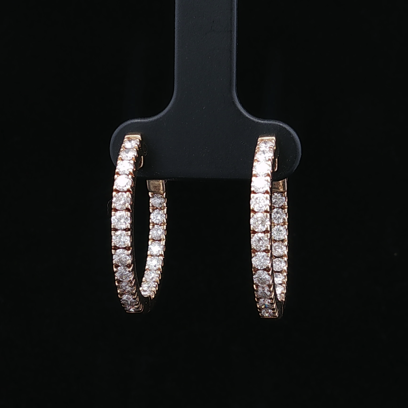 Gwena Yellow 14 Karat Inside-Out Medium Hoop Earrings with 1.25 Total Weight Round Diamonds