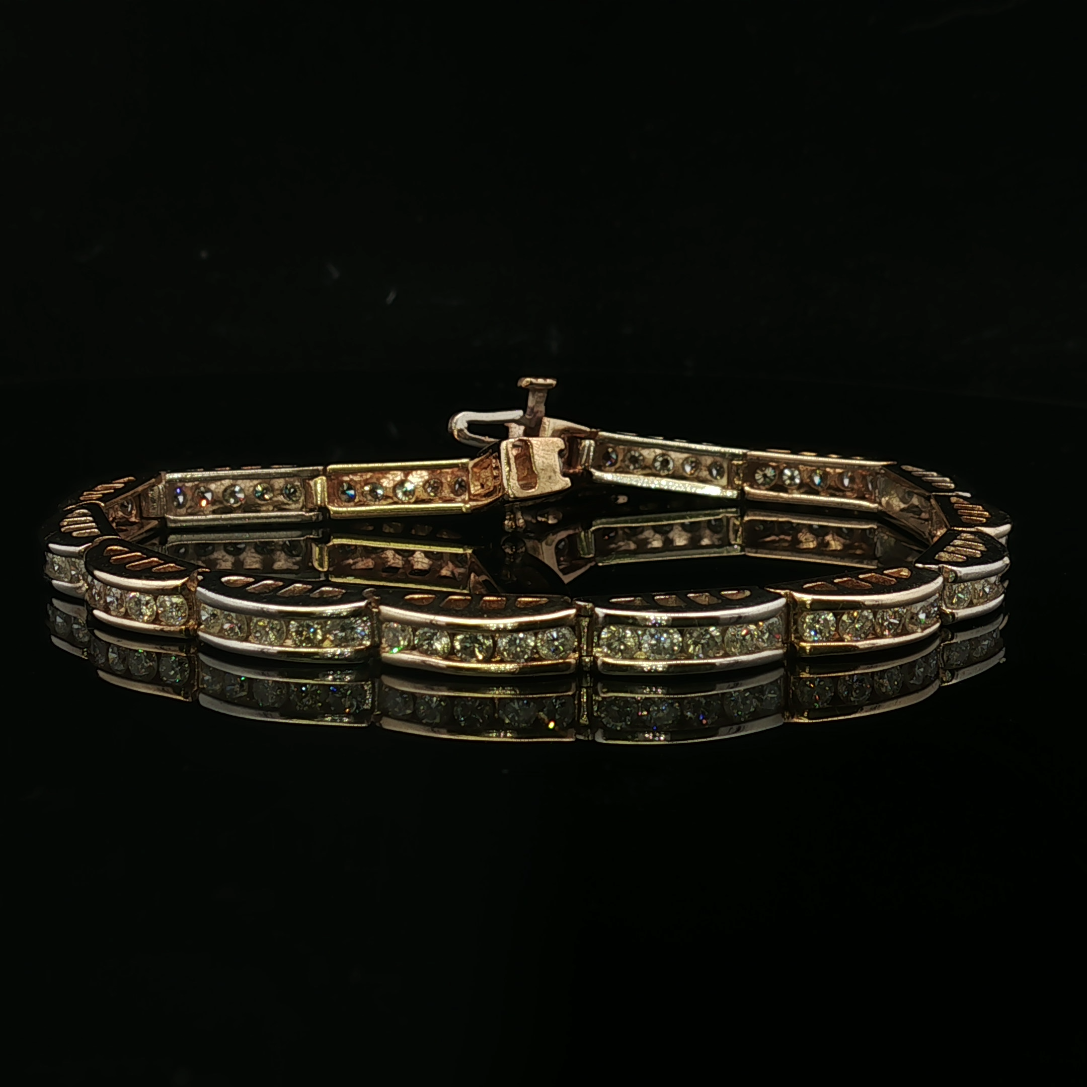 Nathalie 14K Two-Tone 6.75" Diamond Link Tennis Bracelet