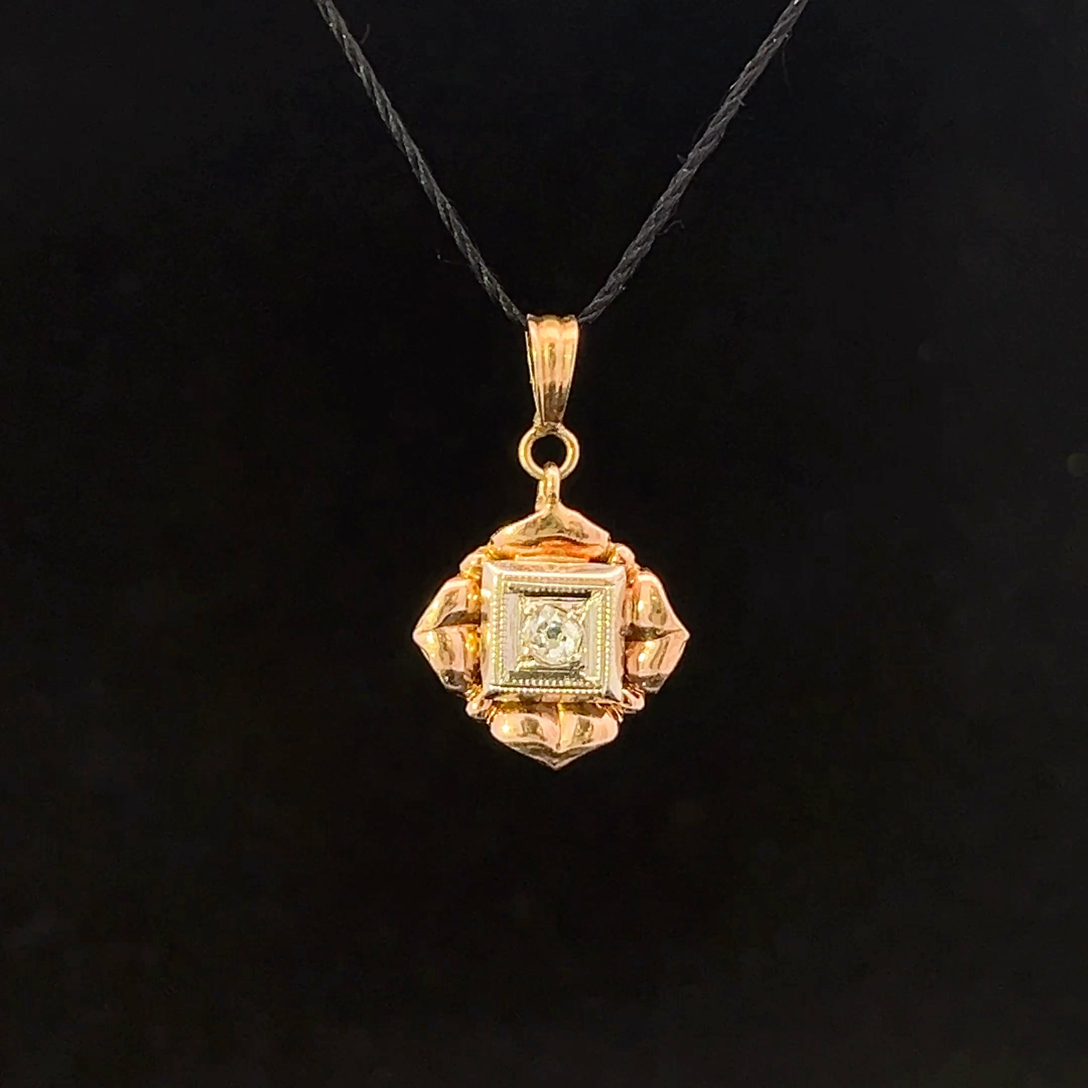 Haven 14K Two-Tone Gold .15 CT Mine Cut Illusion-Set Diamond Pendant