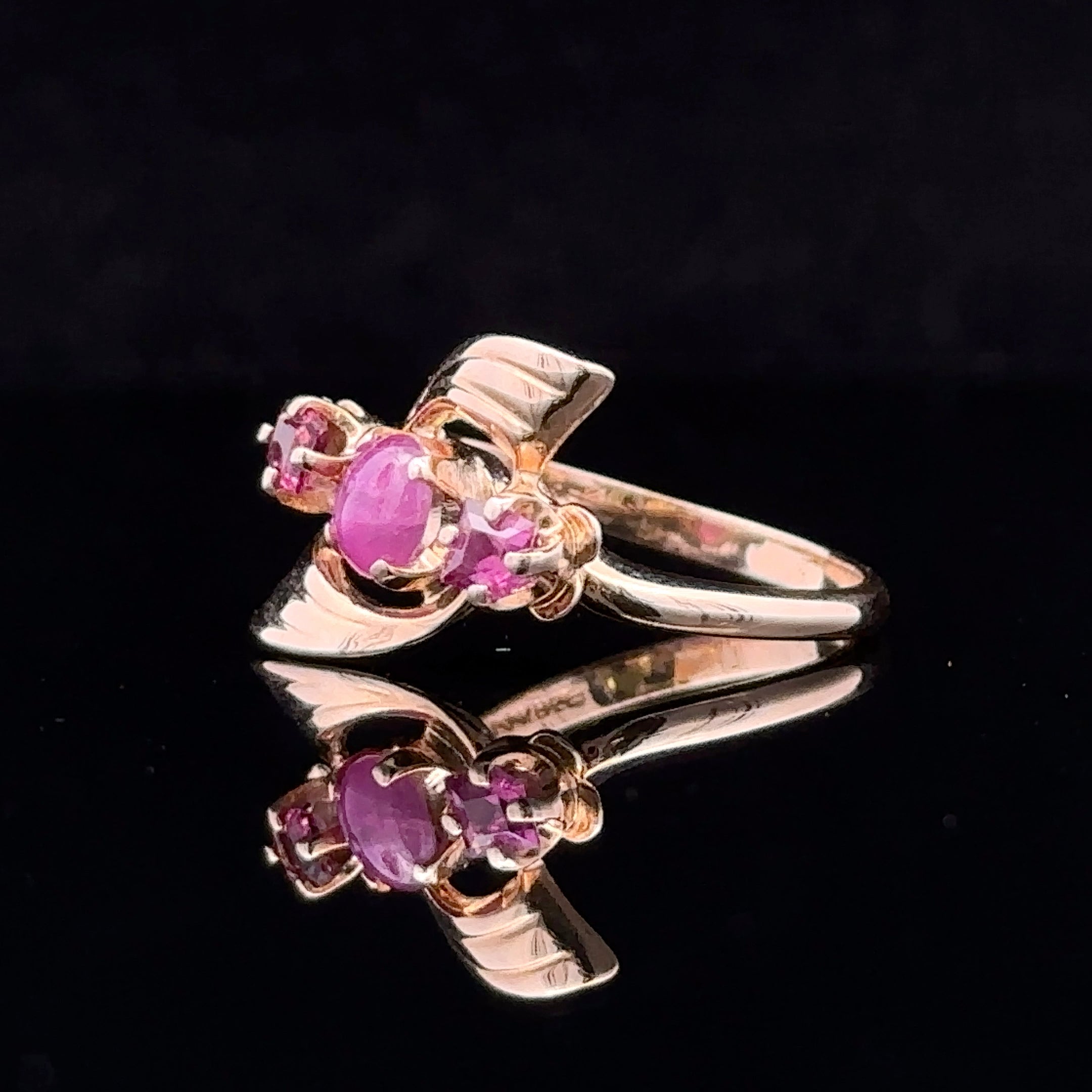 Evangeline 14K Yellow Gold Three-Stone Ruby Ring