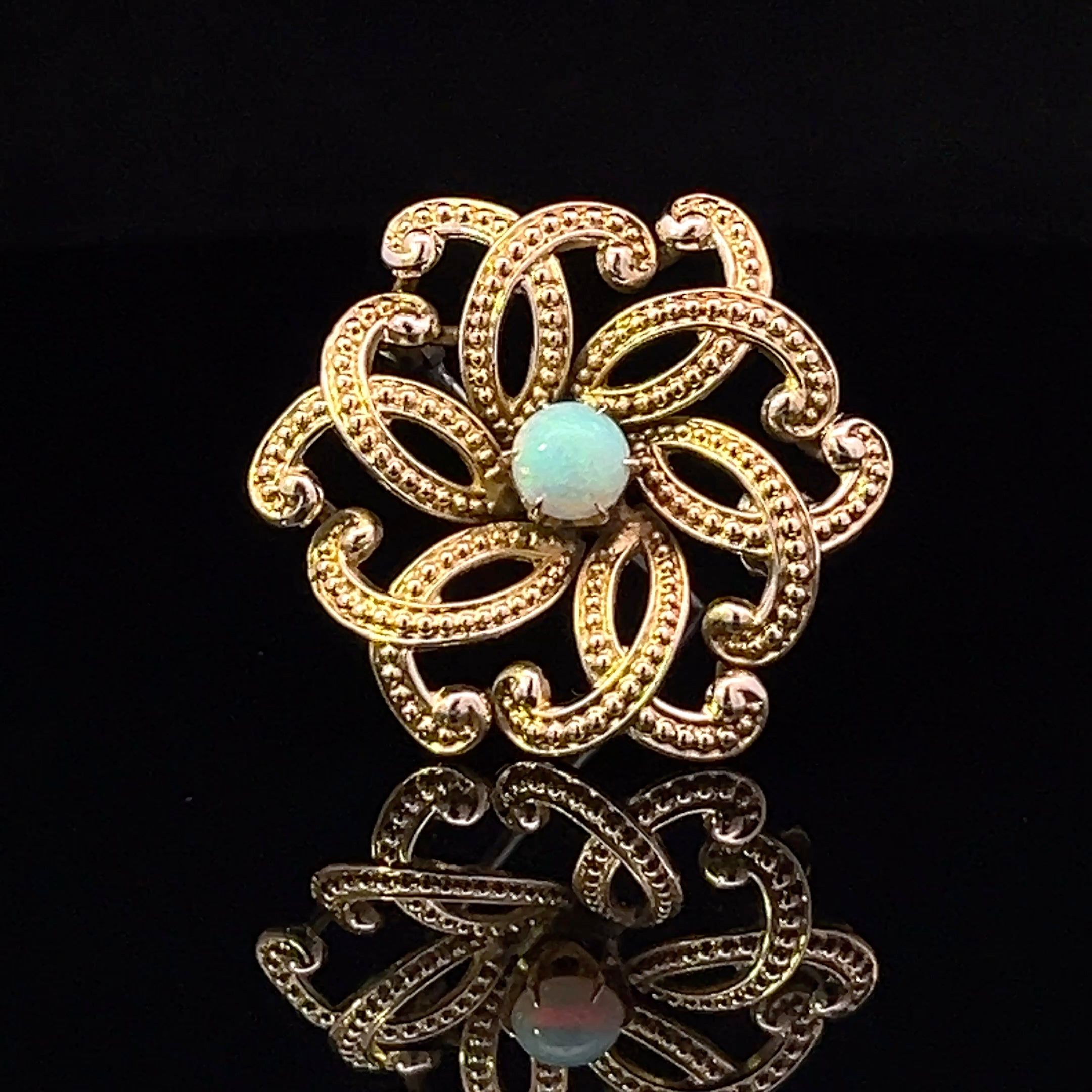 Fania 14K Yellow Gold Opal Pin