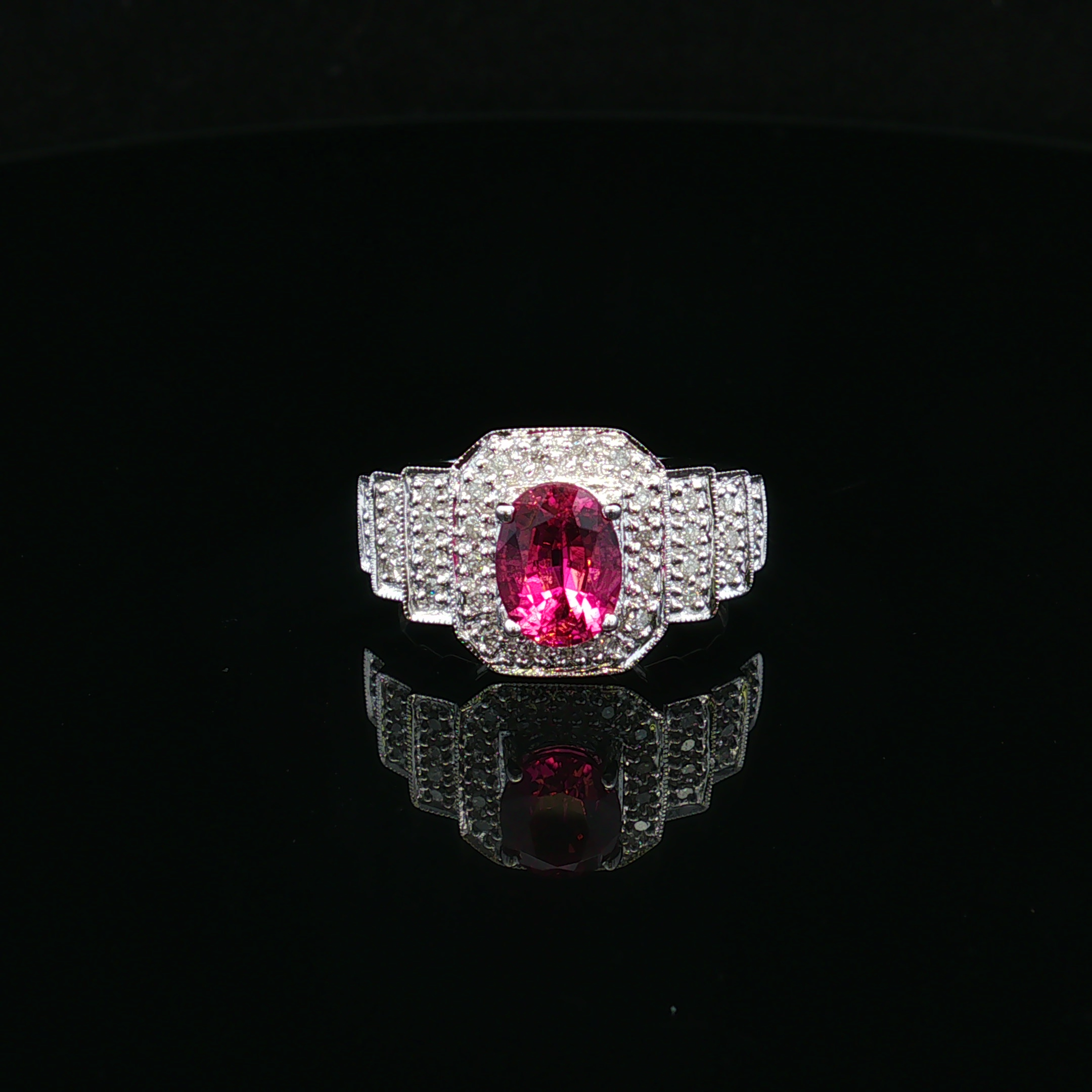 Briellea 14KW Pink Tourmaline & Diamond Ring