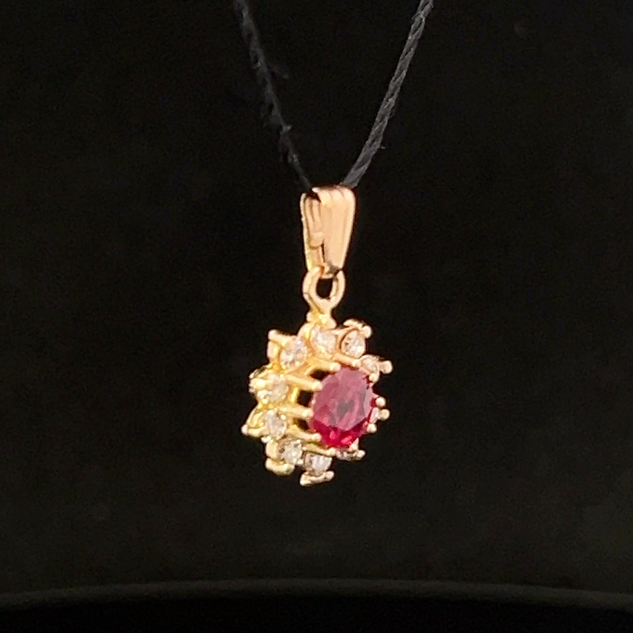 Hailee 14K Yellow Gold Round Ruby with Diamond Halo Pendant